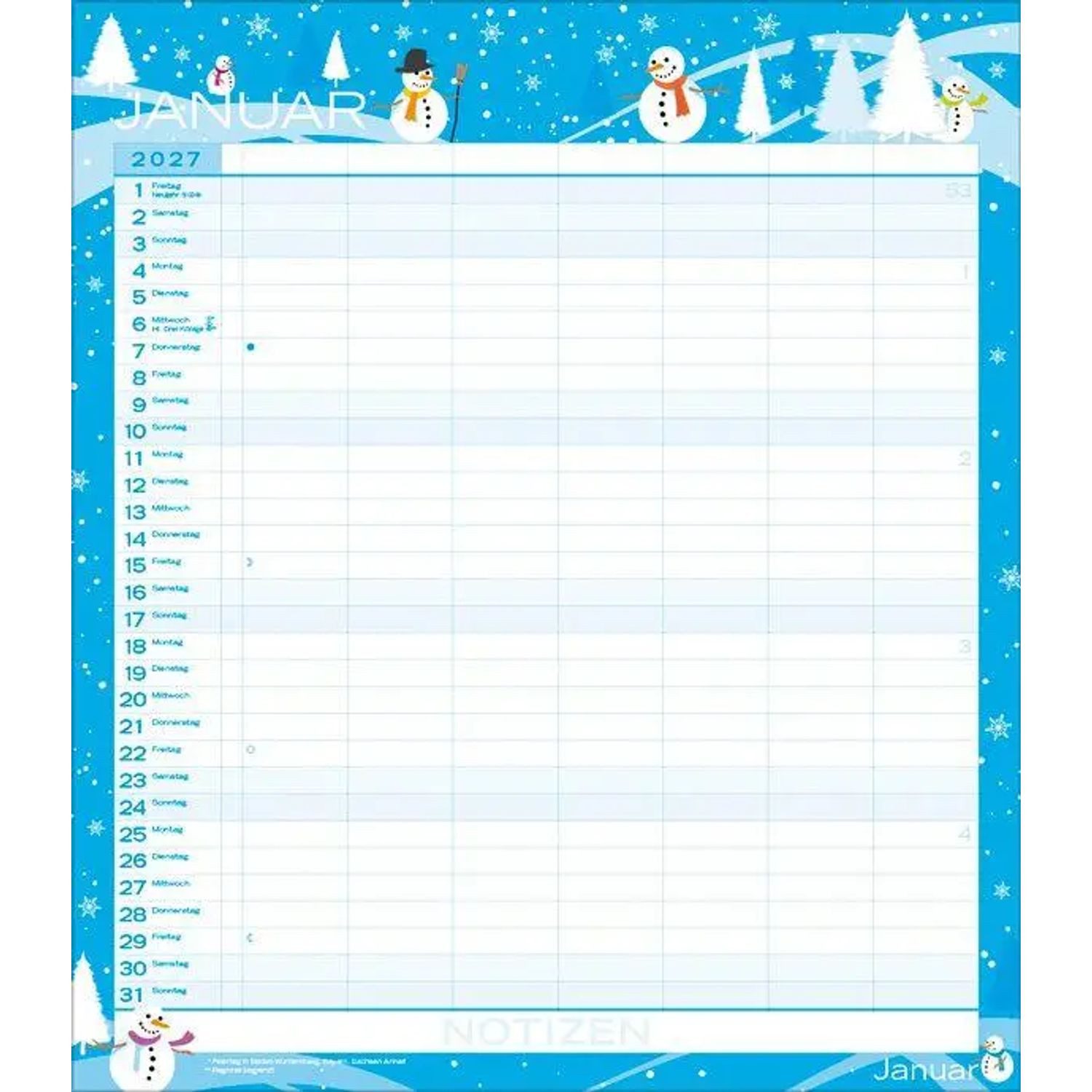 Korsch Verlag Wandkalender Multiplaner - Colour your time 2027 – Bild 2 von 5