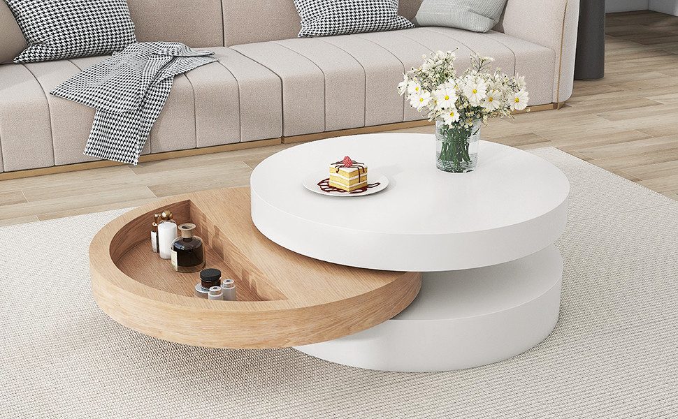 REDOM Couchtisch runder Tisch 60x60x35 cm, ausziehbar bis 88 cm (Wohnzimmer günstig online kaufen