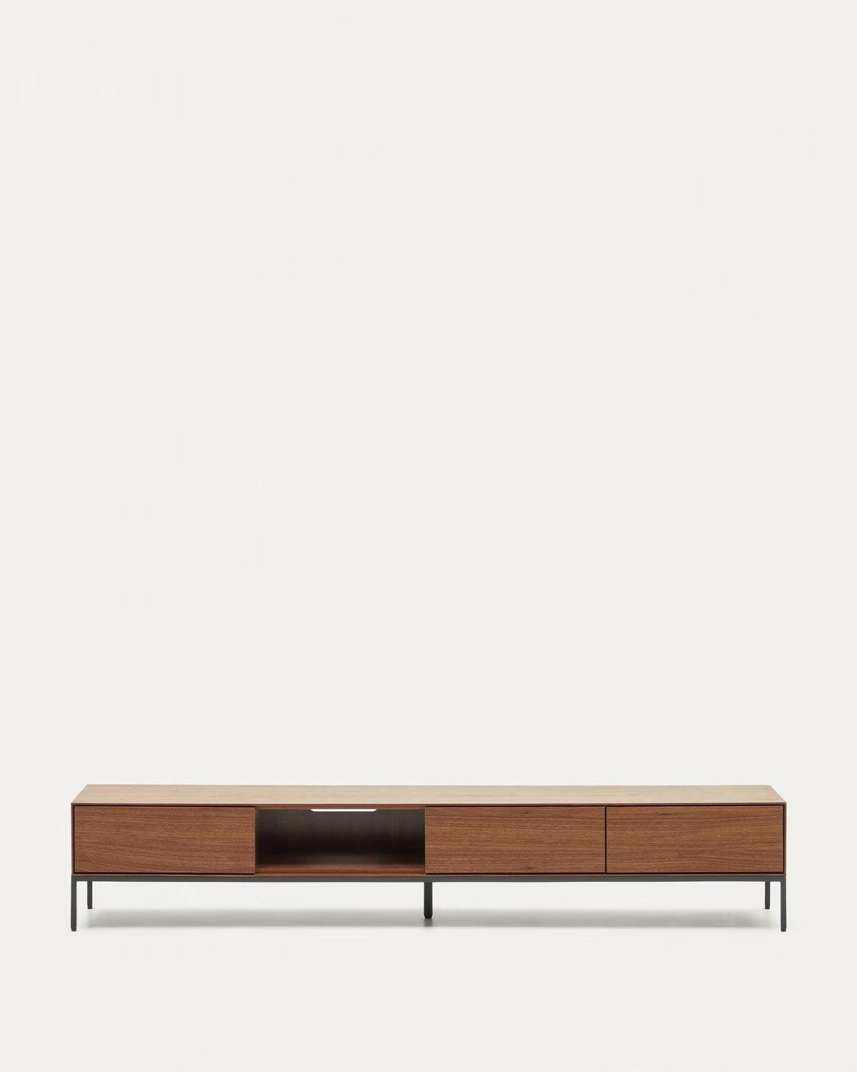 Natur24 Lowboard TV-Schrank Vedrana 195 x 35 x 40 cm Nussholzfurnier, Stahl Schrank Neu