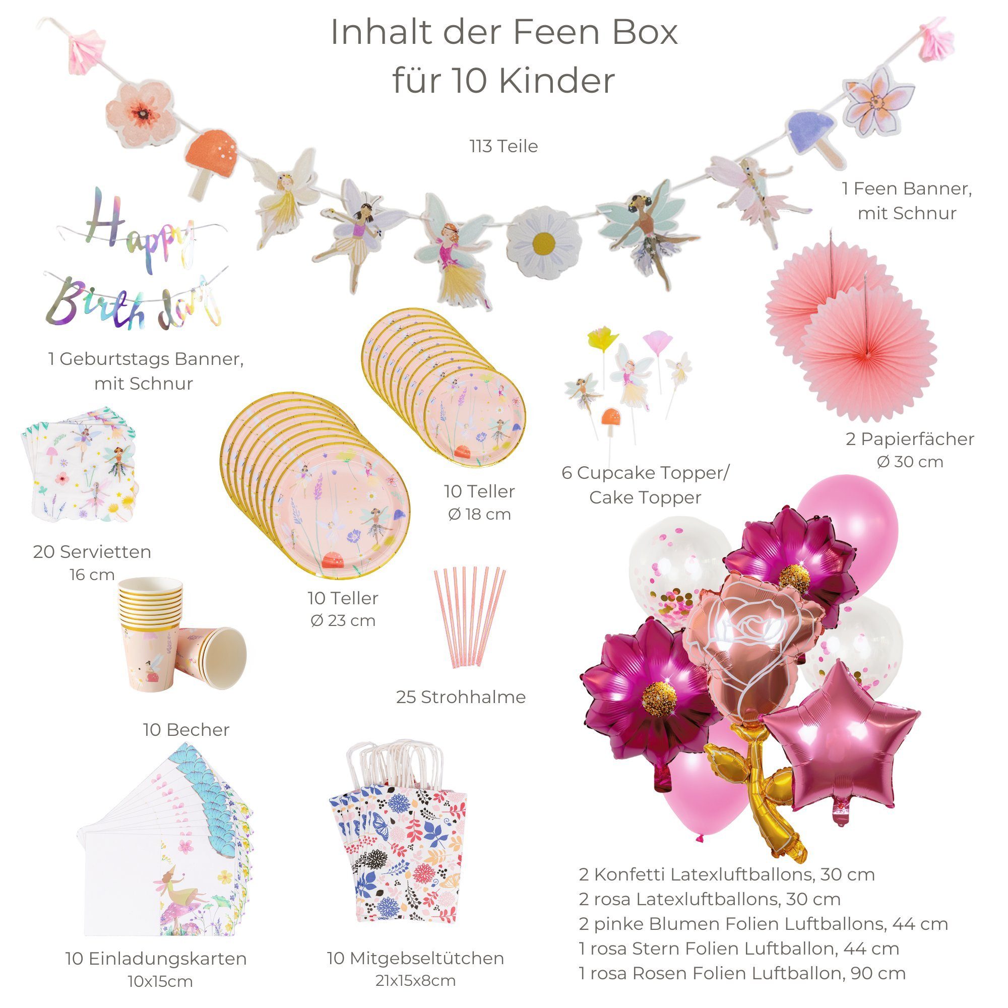Feen Teile für einem little aus 113 Papierdekoration Set Mottobox - Birthday Kinder, 10 Birthday für Kindergeburtstag, little