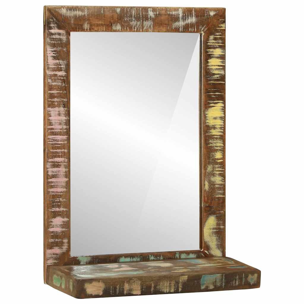 vidaXL Spiegel Badezimmer Spiegel mit Regal Braun Massives upgecyceltes Holz (1-St)