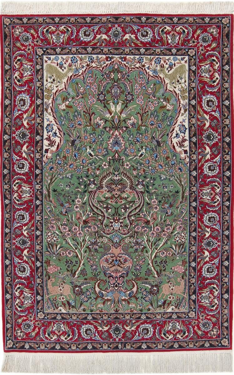 Orientteppich Isfahan Seidenkette 115x176 Handgeknüpfter Orientteppich, Nain Trading, rechteckig, Höhe: 8 mm