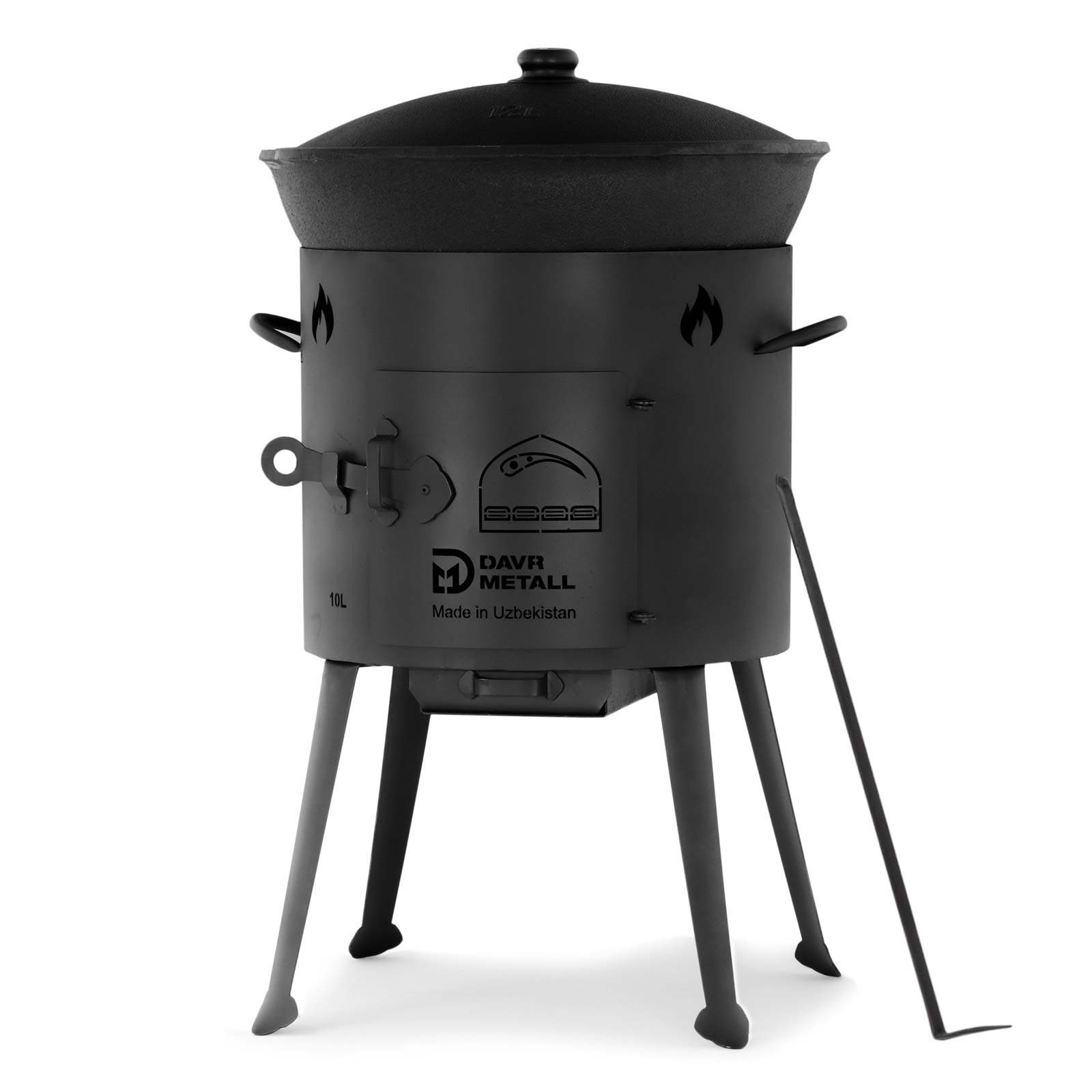 4BIG.fun Feuerstelle Ø36 2mm stahl Utschak Campingofen 12L Kazan Rund, (Kasan Feuerstelle Feldküche Außenküche Eintopfofen Gulaschkanone Uchag)