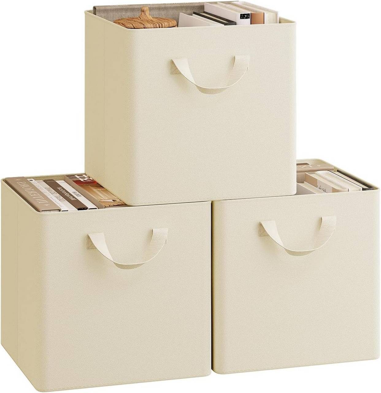 Woltu Aufbewahrungsbox (3 St), faltbare Stoffboxen 3 Stück, mit Griffen Metallrahmen