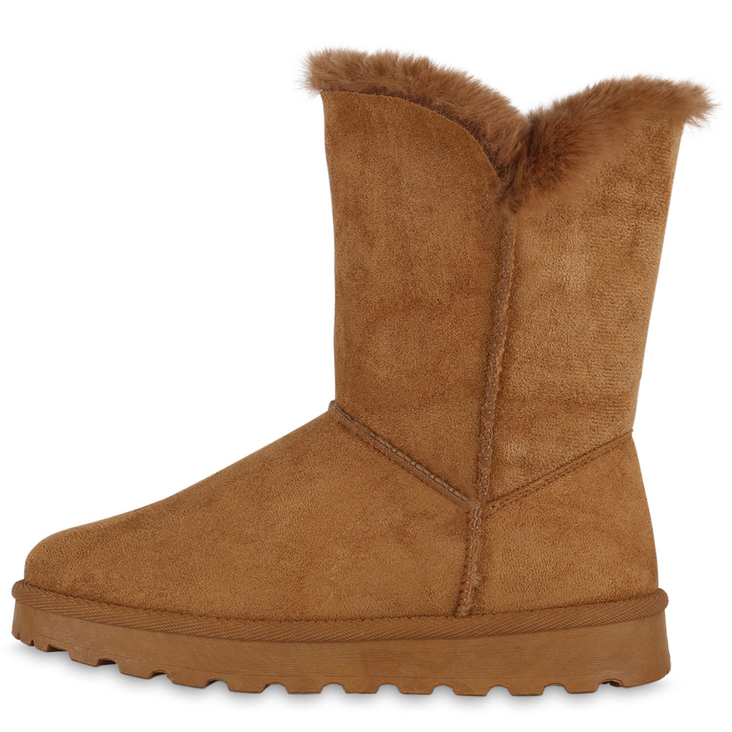 VAN HILL 839666 Winterstiefelette Damen Warm Gefütterte Winter Boots Stiefeletten Kunstfell