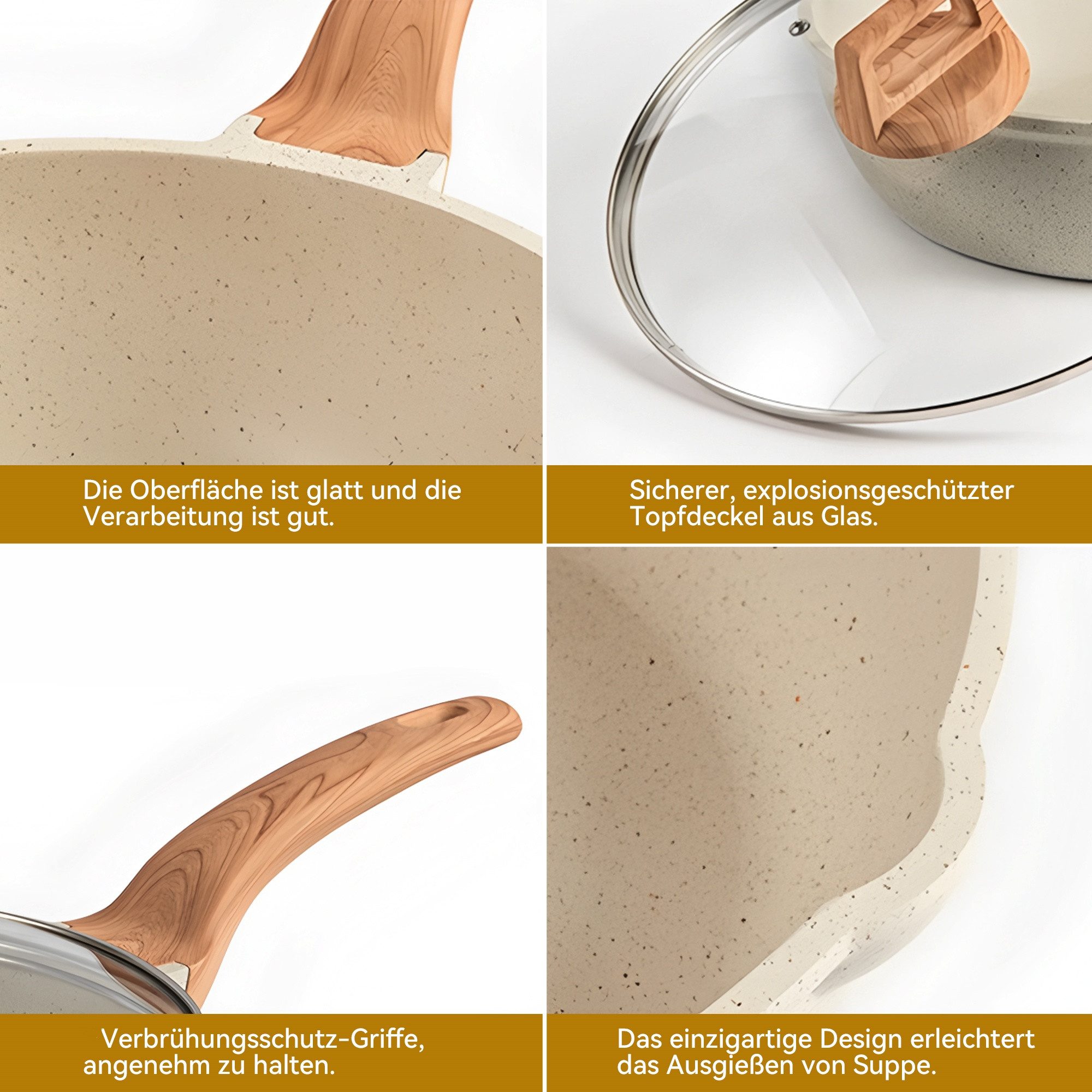 SEHAUSEU Pfannen-Set Topf-Set Kasserolle Bratpfanne Antihaft,weiß,11-tlg., (11-tlg)