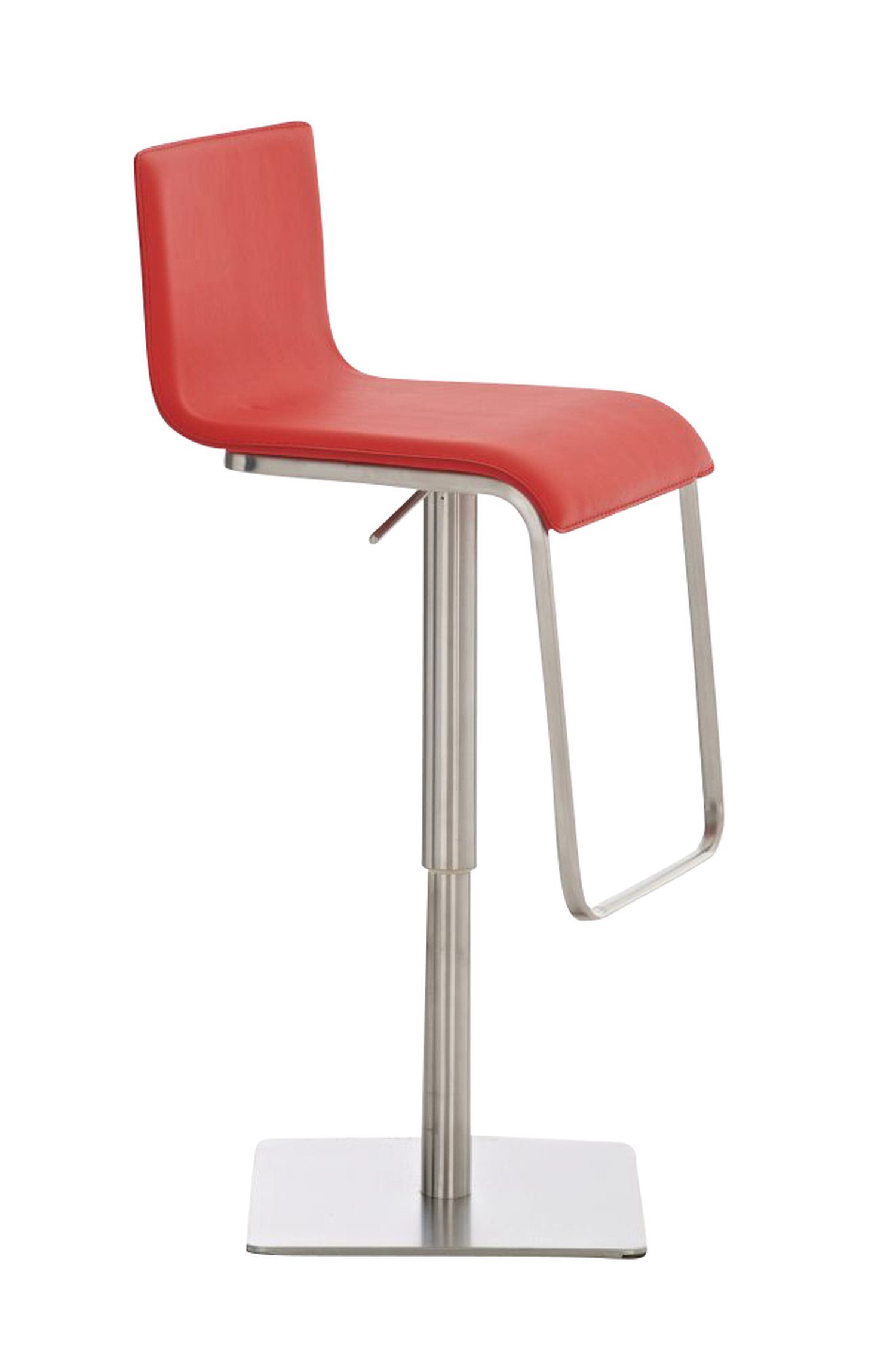 TPFLiving Barhocker Lima (mit Fußstütze - höhenverstellbar - Hocker für Theke & Küche), 360° drehbar - Edelstahl - Sitzfläche: Kunstleder Rot