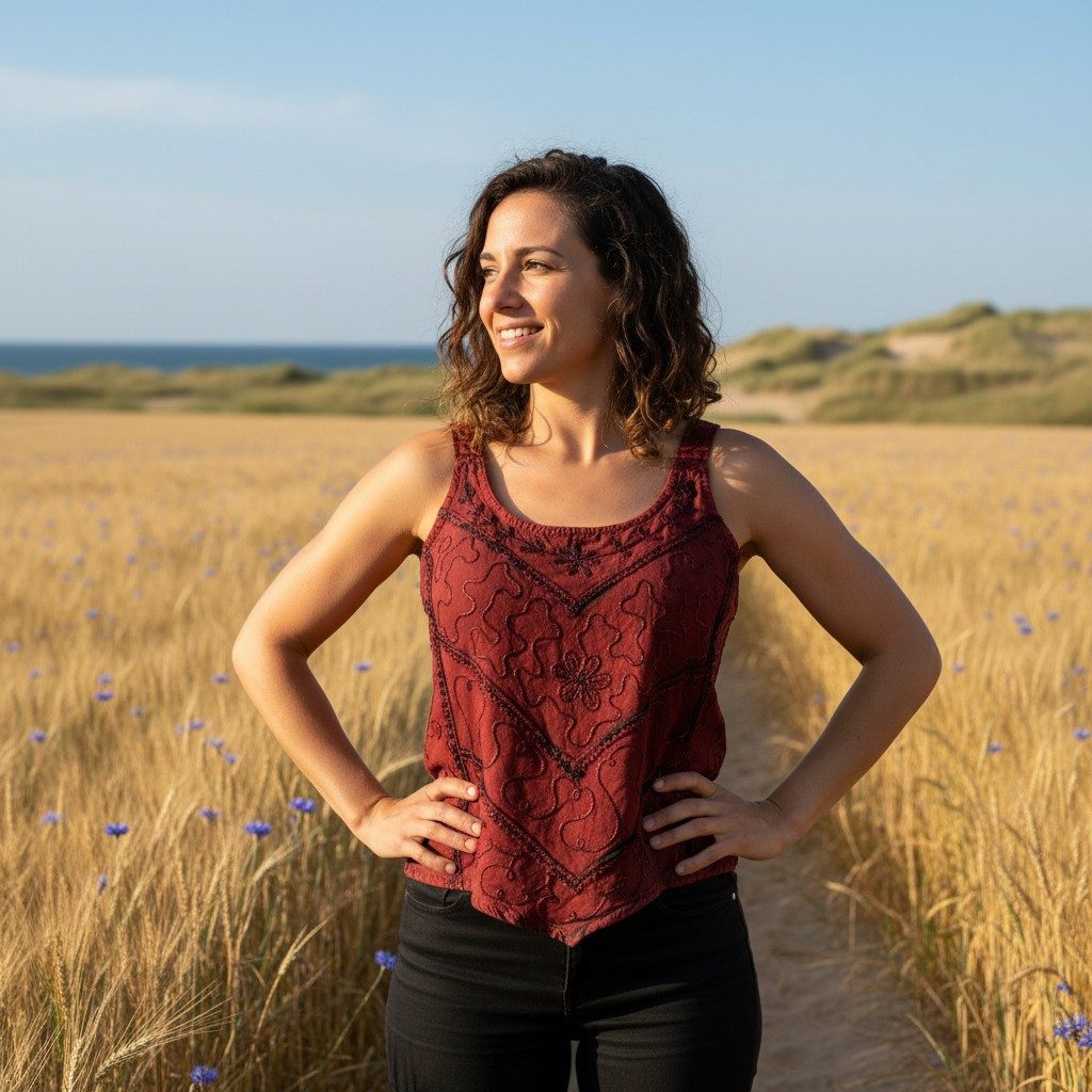 Guru-Shop T-Shirt Besticktes Top Boho chic, Hippie Top - weinrot Ethno Styl günstig online kaufen