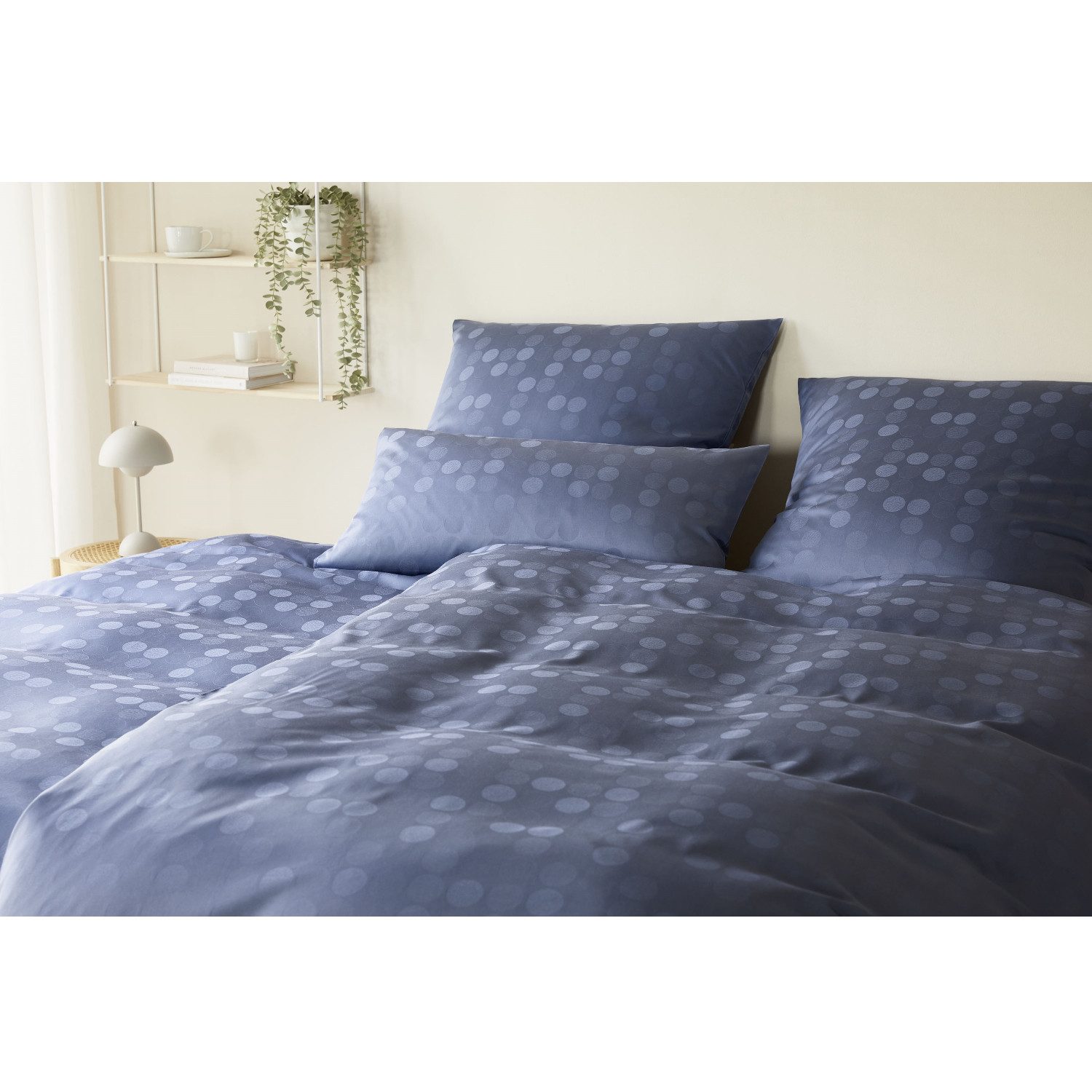 Elegante Bettwäsche Elegante Mako Satin Bettwäsche Rotondo 24569-2 nachtblau Kreis 135x200, Comfort Satin, 2 teilig, Klimaneutral hergestellt in Deutschland