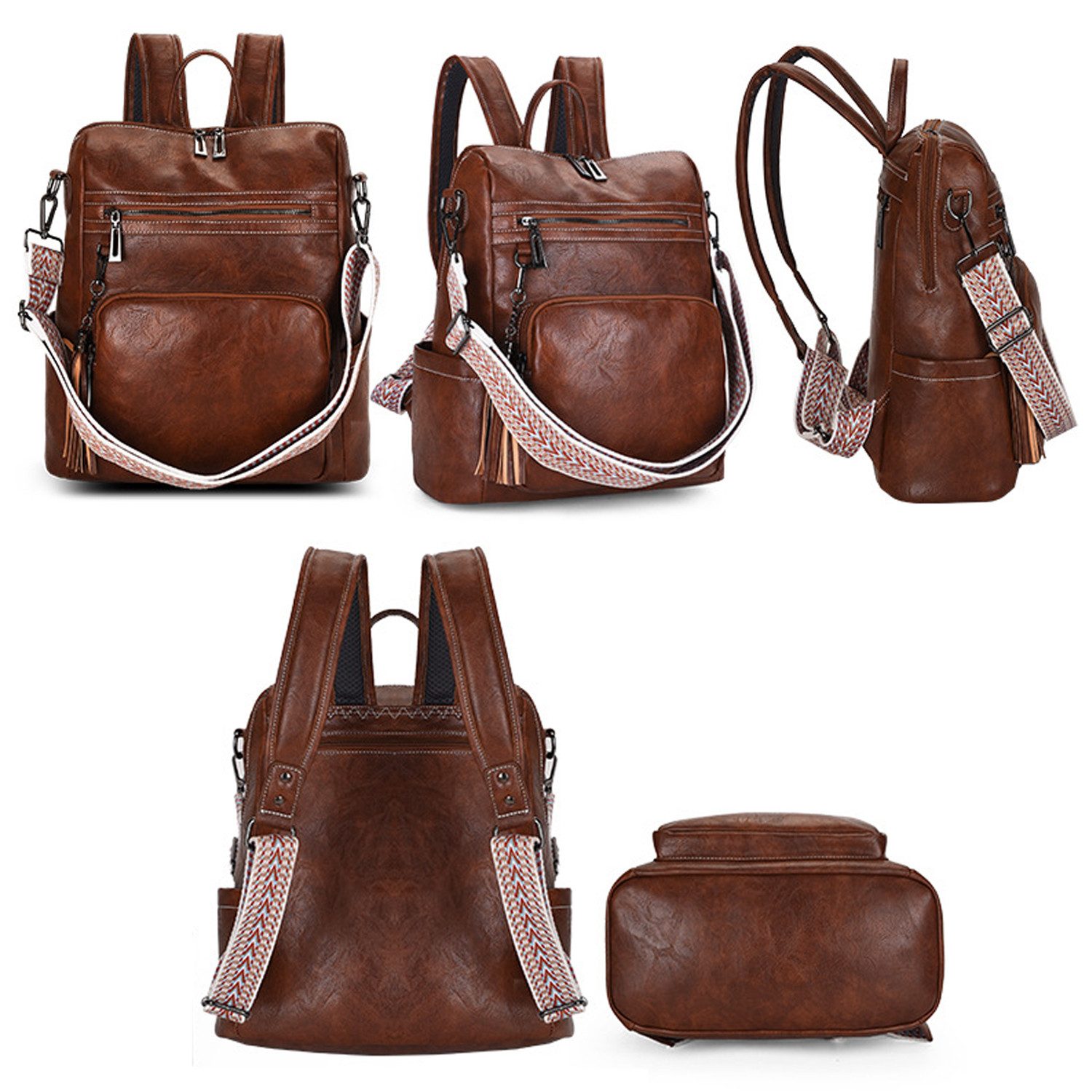 RWEUOQ Cityrucksack Rucksacktaschen Lederrucksack Reiserucksack Braun günstig online kaufen