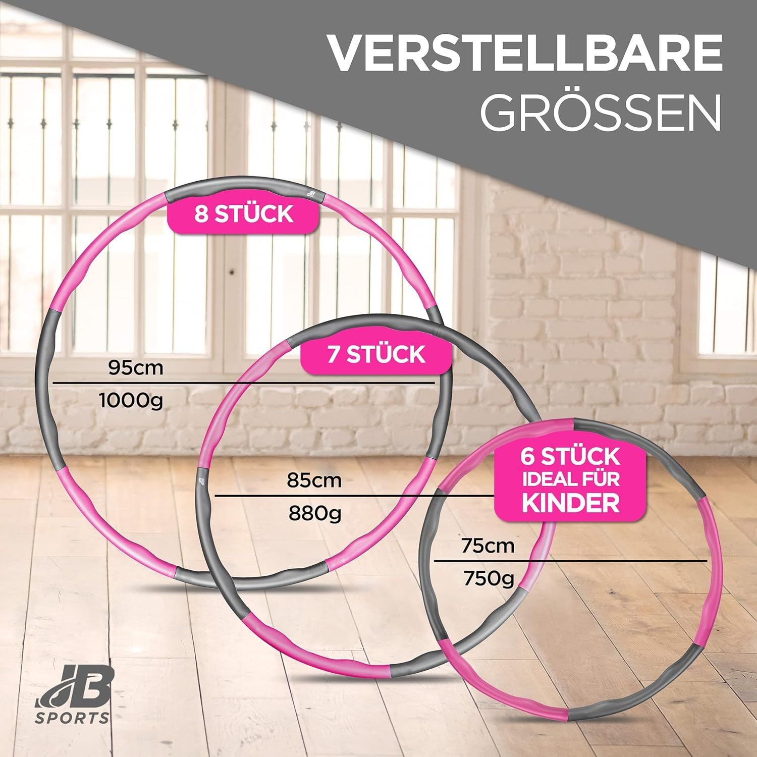 BURI Hula-Hoop-Reifen Hula Hoop Fitness Reifen Rosa 2er-Set Bauchtrainer Fitnesstraining