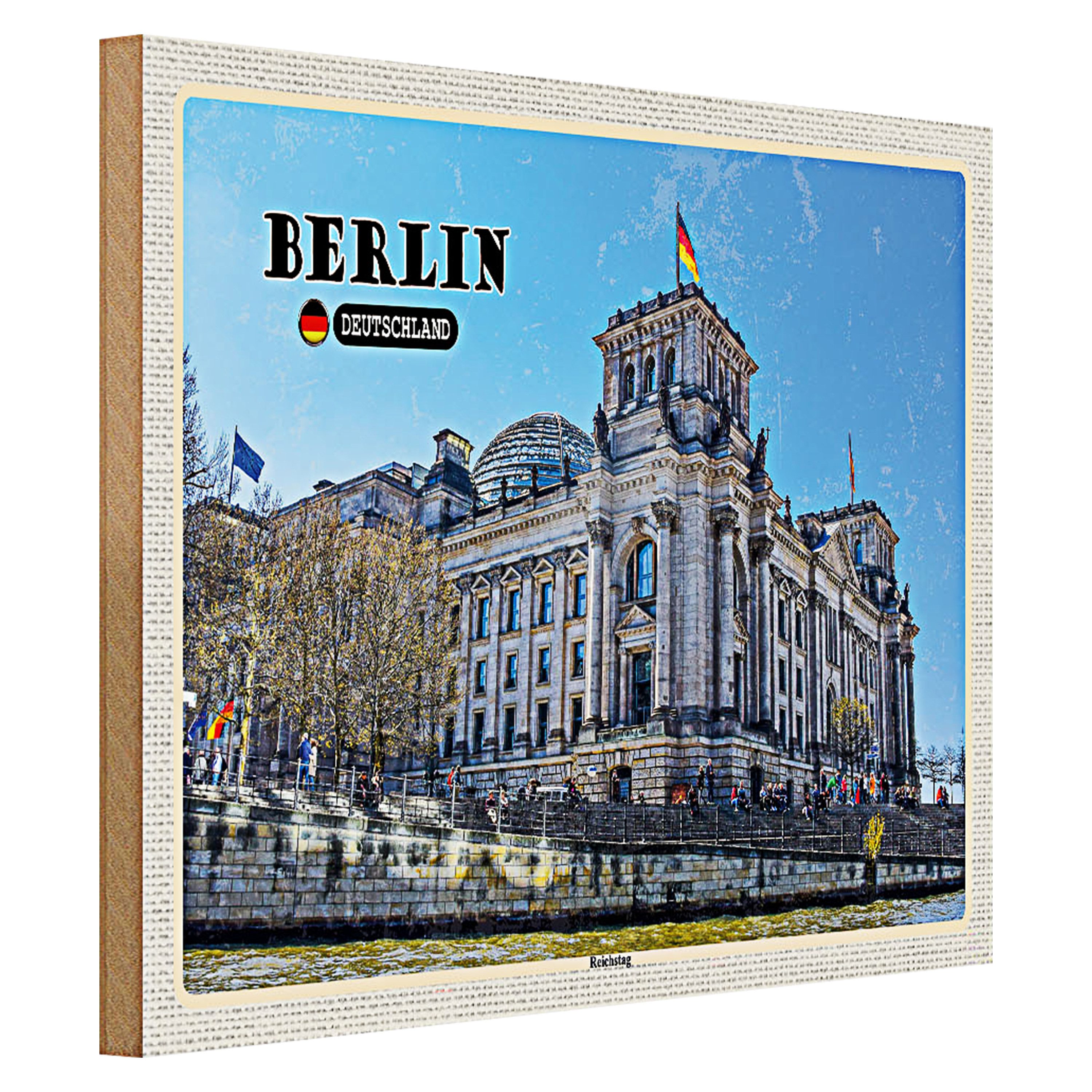 Roomando Holzbild Städte Berlin Reichstag Politik Architektur 40x30cm