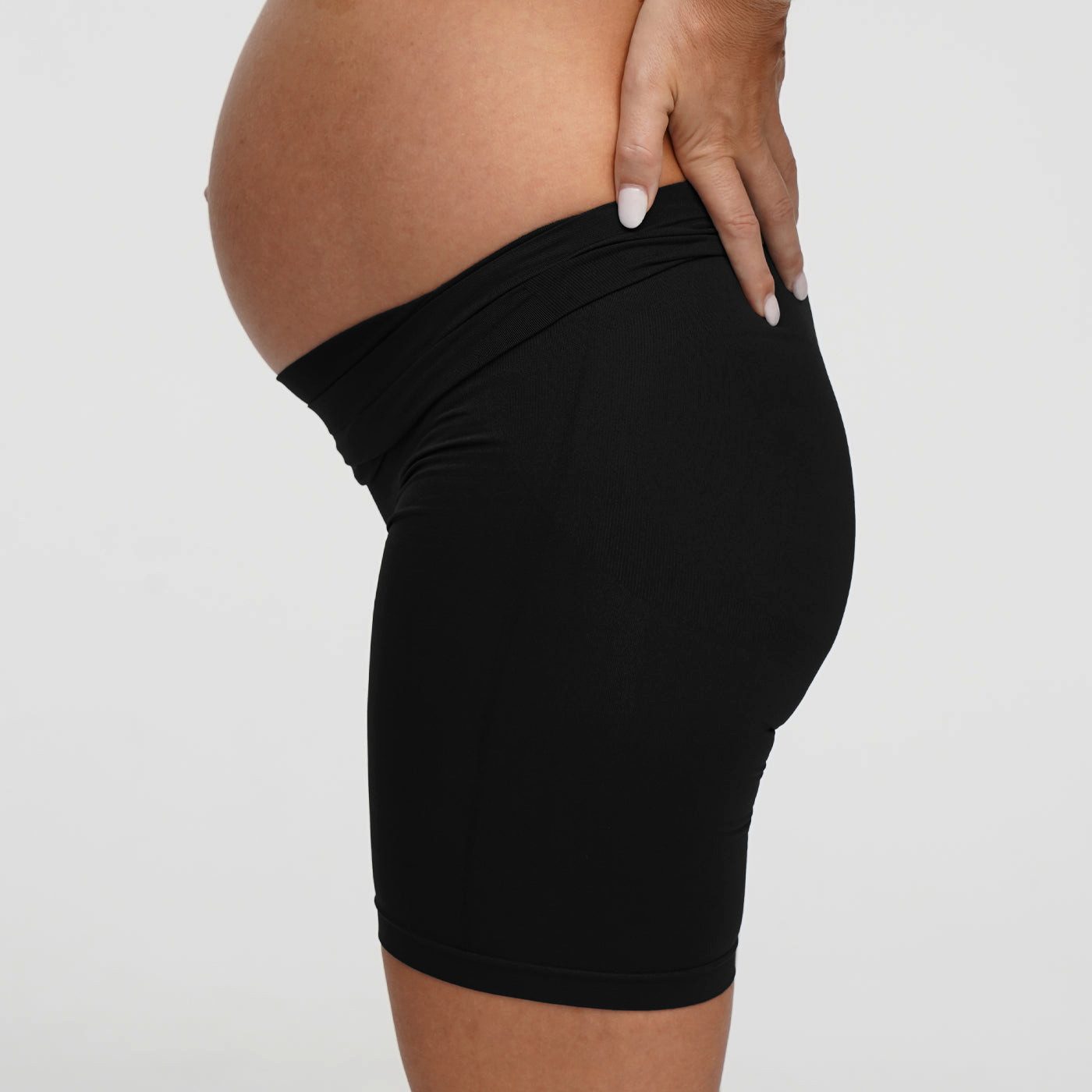 cfab Umstandsleggings Seamless Umstandsshorts mit hohem Bund-Schwarz-2XL (1-tlg)