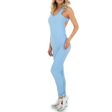 Ital-Design Overall Damen Sport Stretch Langer Jumpsuit in Blau