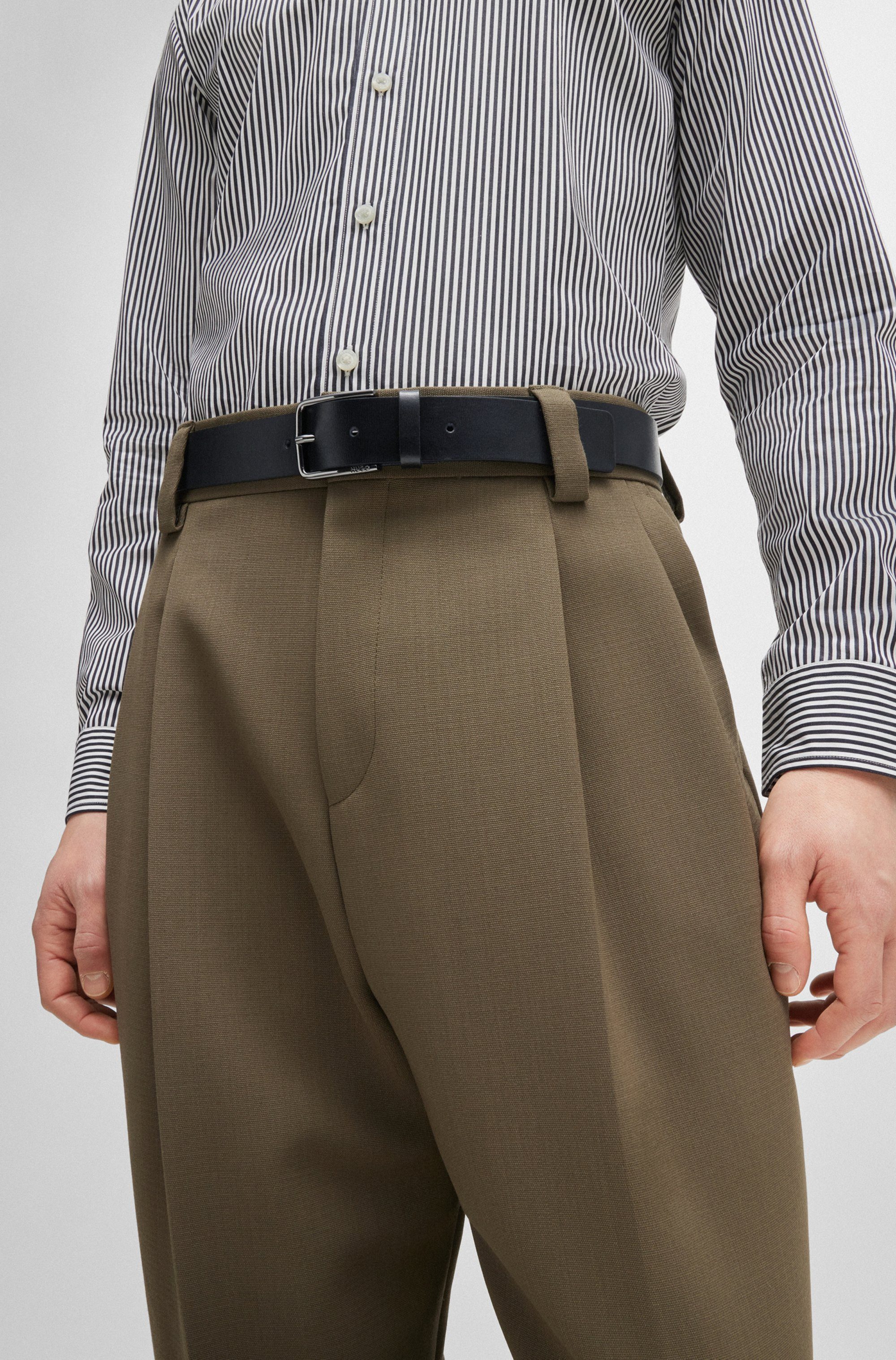 HUGO Ledergürtel Gerik_Sz35 mit Logoprägung und kontrastfarbende Detailnaht günstig online kaufen