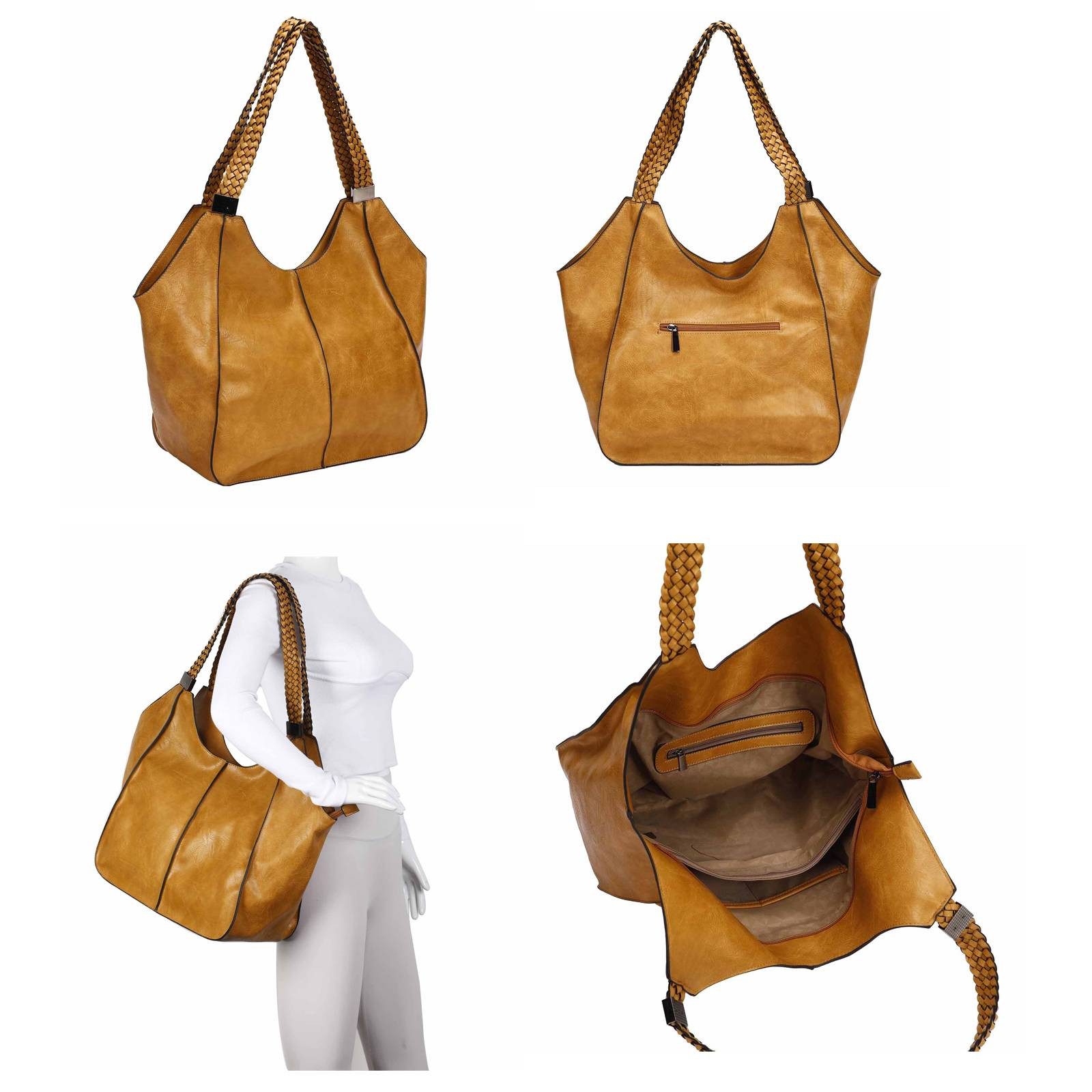 ITALYSHOP24 Schultertasche Damen XXL FLECHTOPTIK Hand-Tasche günstig online kaufen