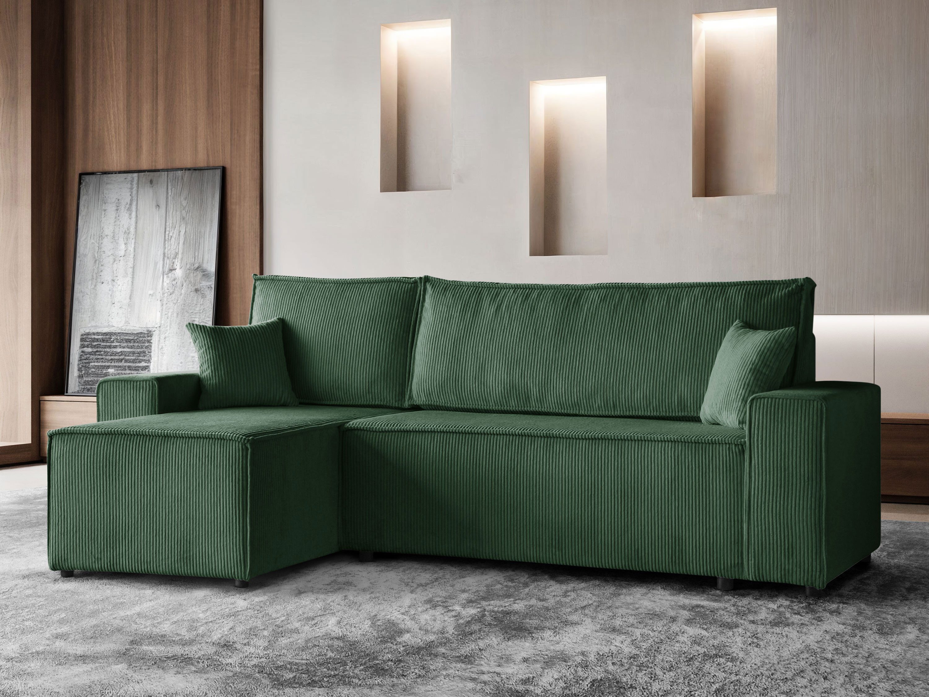 Beautysofa Ecksofa im Cordstoff HEKTOR, mit Bettkasten und Schlaffunktion