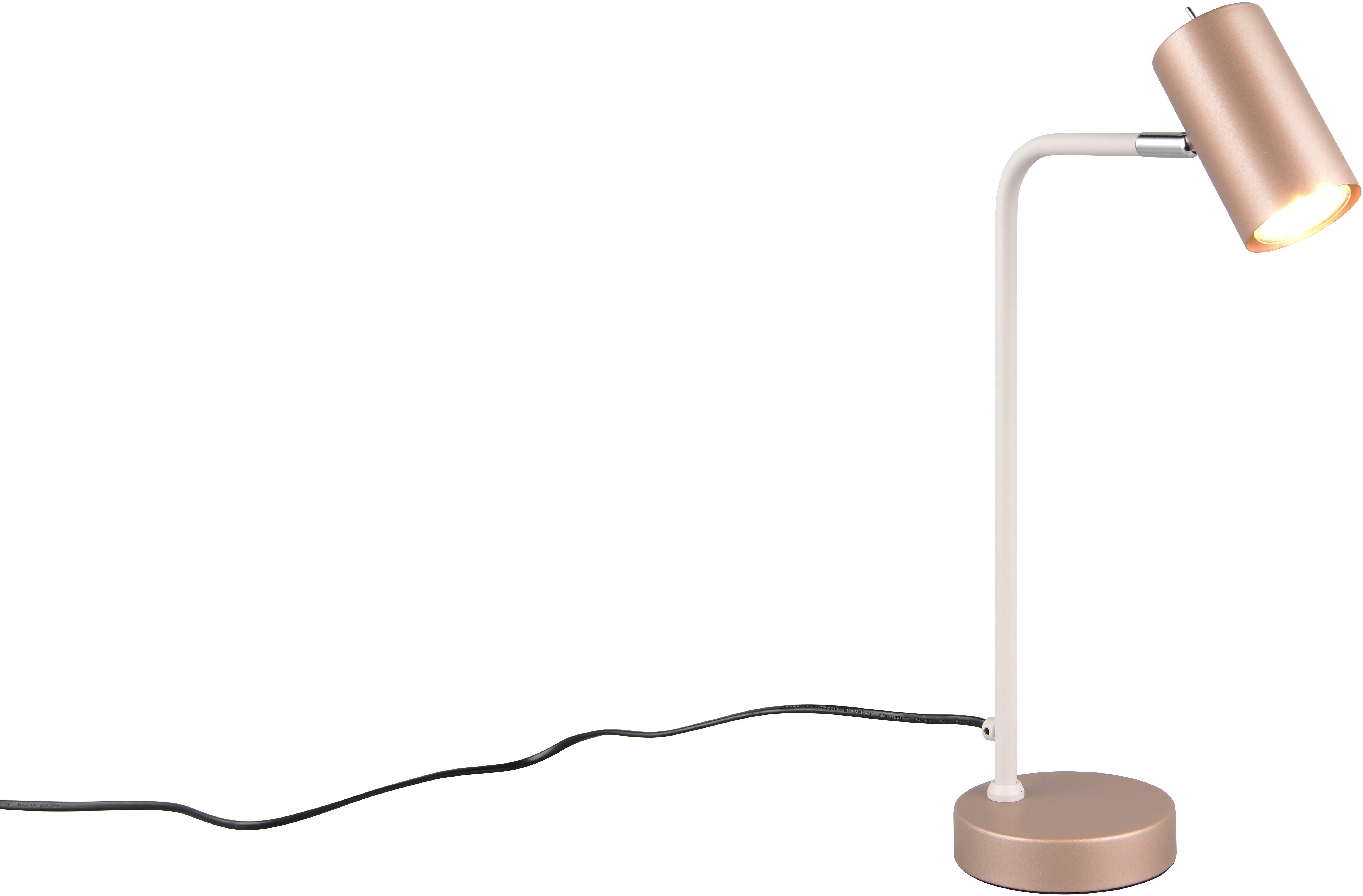 TRIO Leuchten Schreibtischlampe MARLEY, exkl. 1x GU10 max 5W, Tischleuchte Höhe 45cm, Ein-/Ausschalter, Leuchtmittel wechselbar, warmweiß - kaltweiß, mit Kippschalter, Leuchtenkopf schwenkbar, 150cm Anschlusskabel