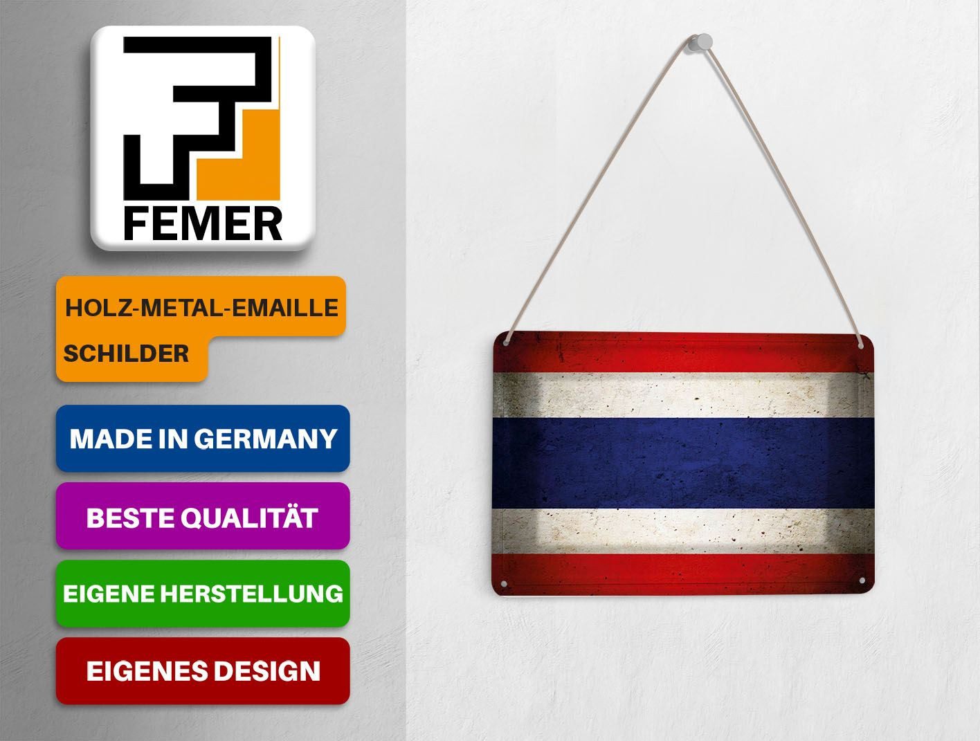Femer GmbH Postkarte Flagge 14x10cm Thailand Fahne, unfrankiert