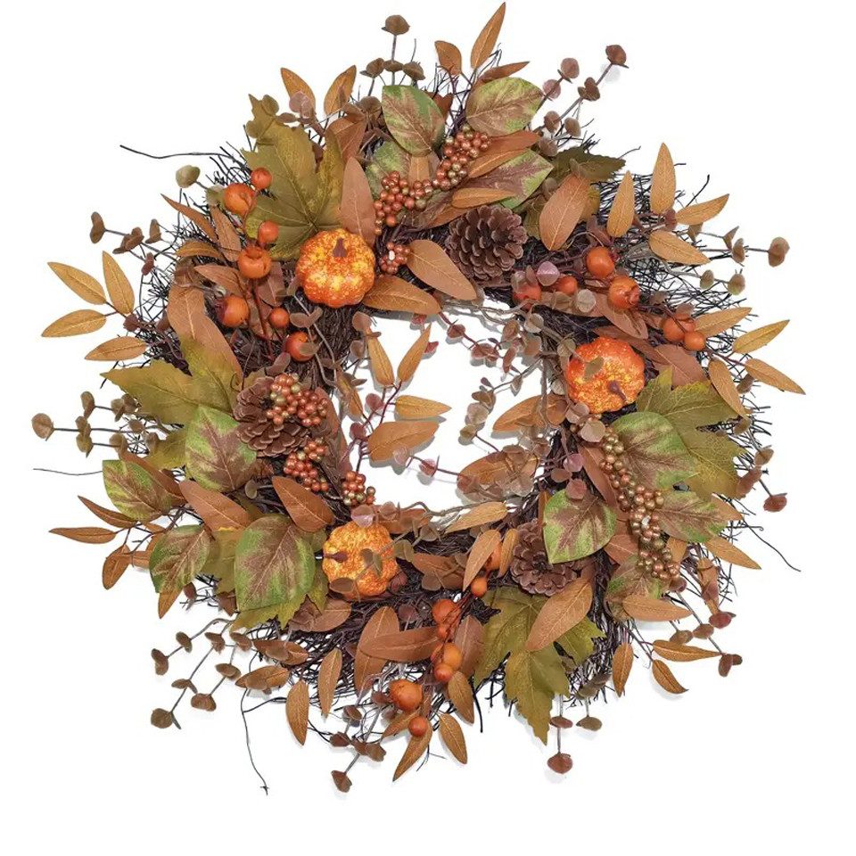 Kunstkranz 45/55 cm Herbstkranz, Herbstfarben Kürbis Beeren Kranz, Coonoor, günstig online kaufen