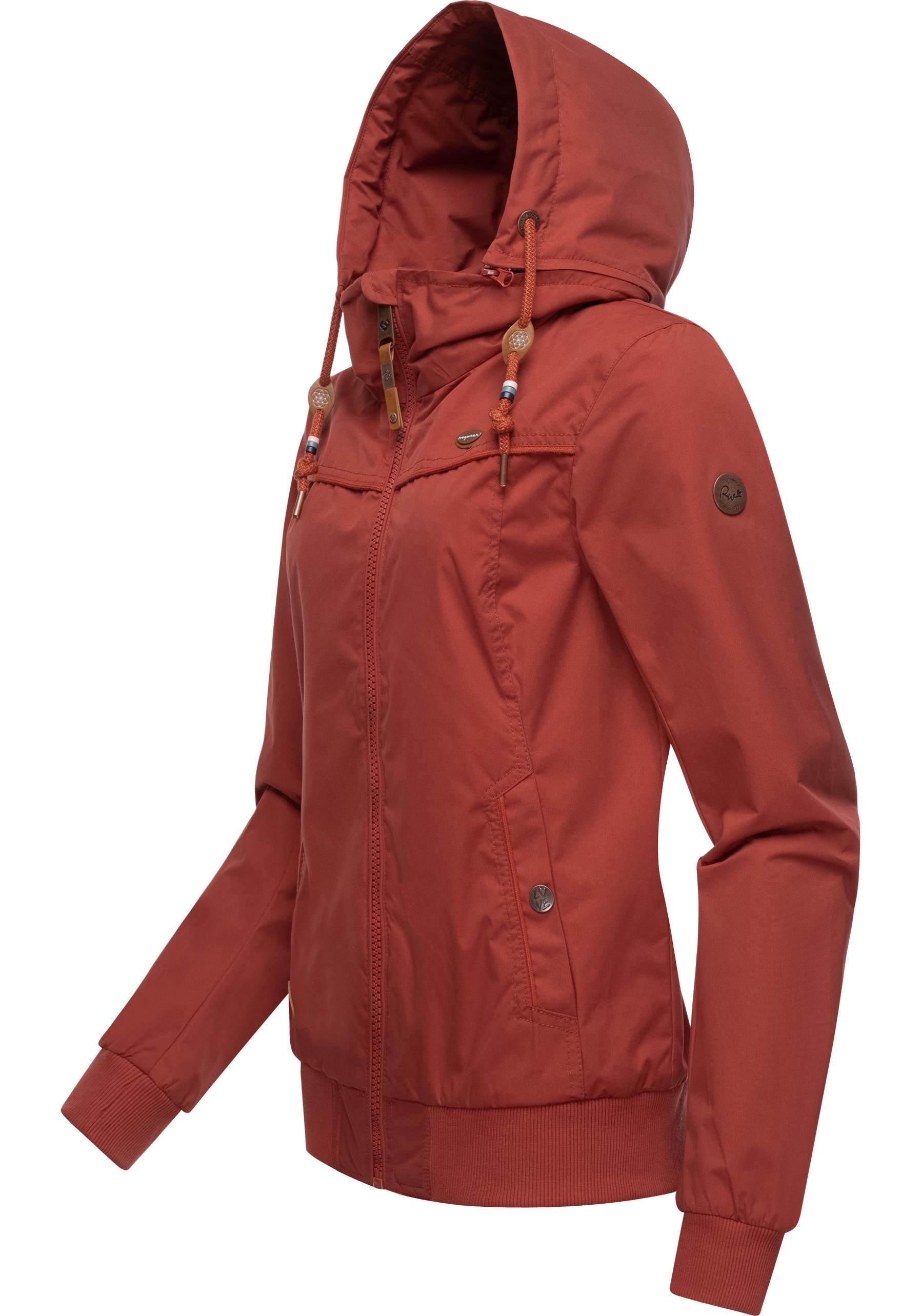 stylische terrakotta Outdoorjacke Kapuze Jotty Übergangsjacke Ragwear abnehmbarer mit