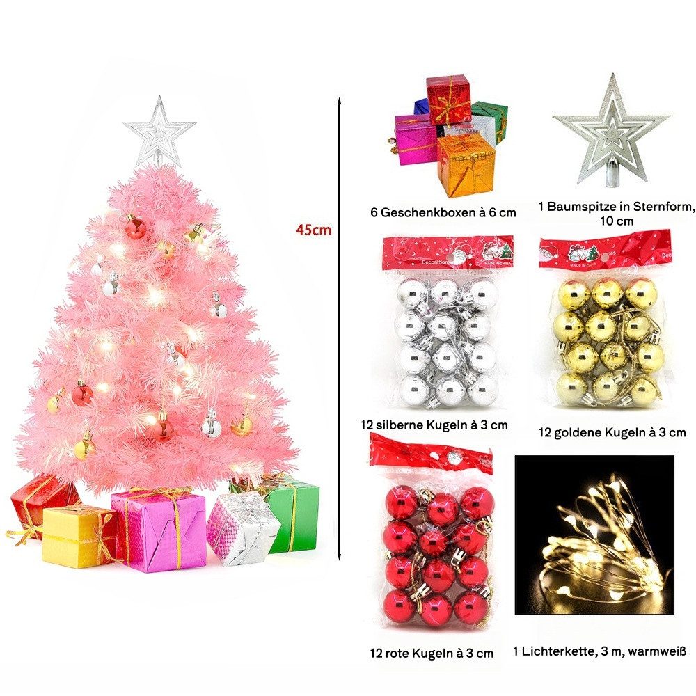 Bomiclss Künstlicher Weihnachtsbaum Mini-Weihnachtsbaum, künstlicher Weihnachtsbaum mit LED-Beleuchtung, für Festtagsdekoration, indoor outdoor geeignet für Tis – Bild 2 von 5