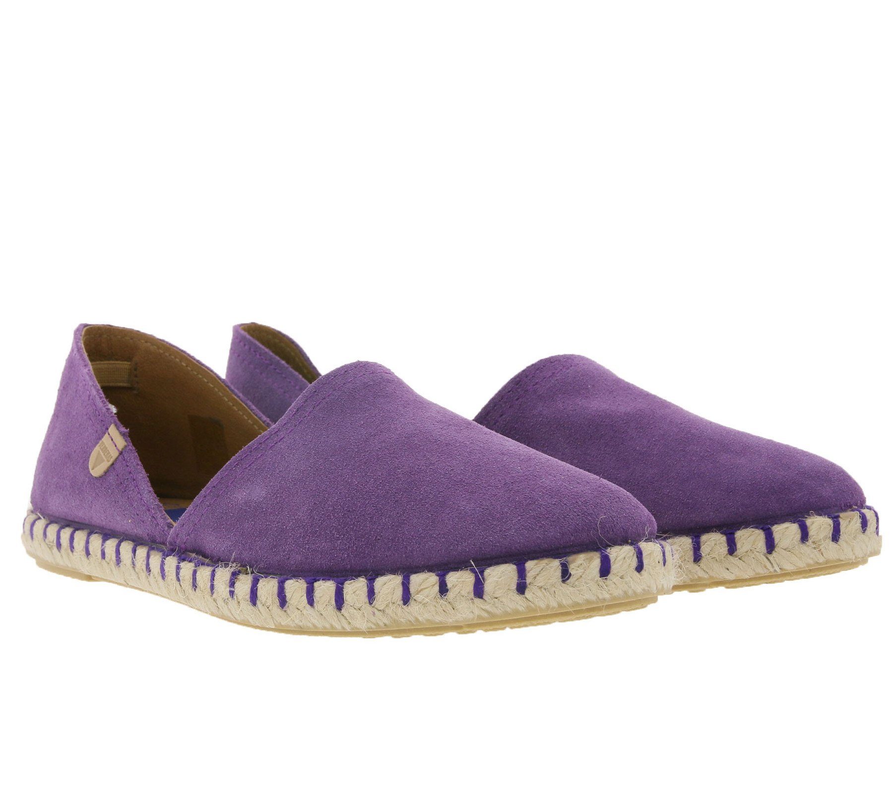 VERBENAS VERBENAS Echtleder-Espadrilles bequeme Damen Sandale Made in Spain  Sommer-Schuhe Violett Espadrille