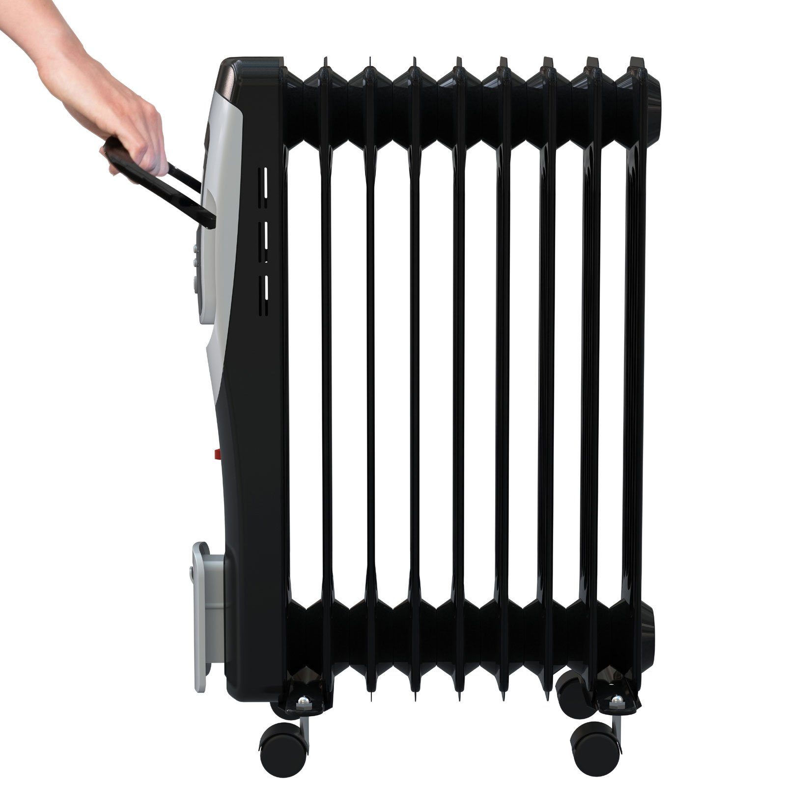 Güde Ölradiator 9 Rippen Radiator 2000W 3 Heizstufen Heizkörper mit Thermostat, 2000 W, auf Rollen