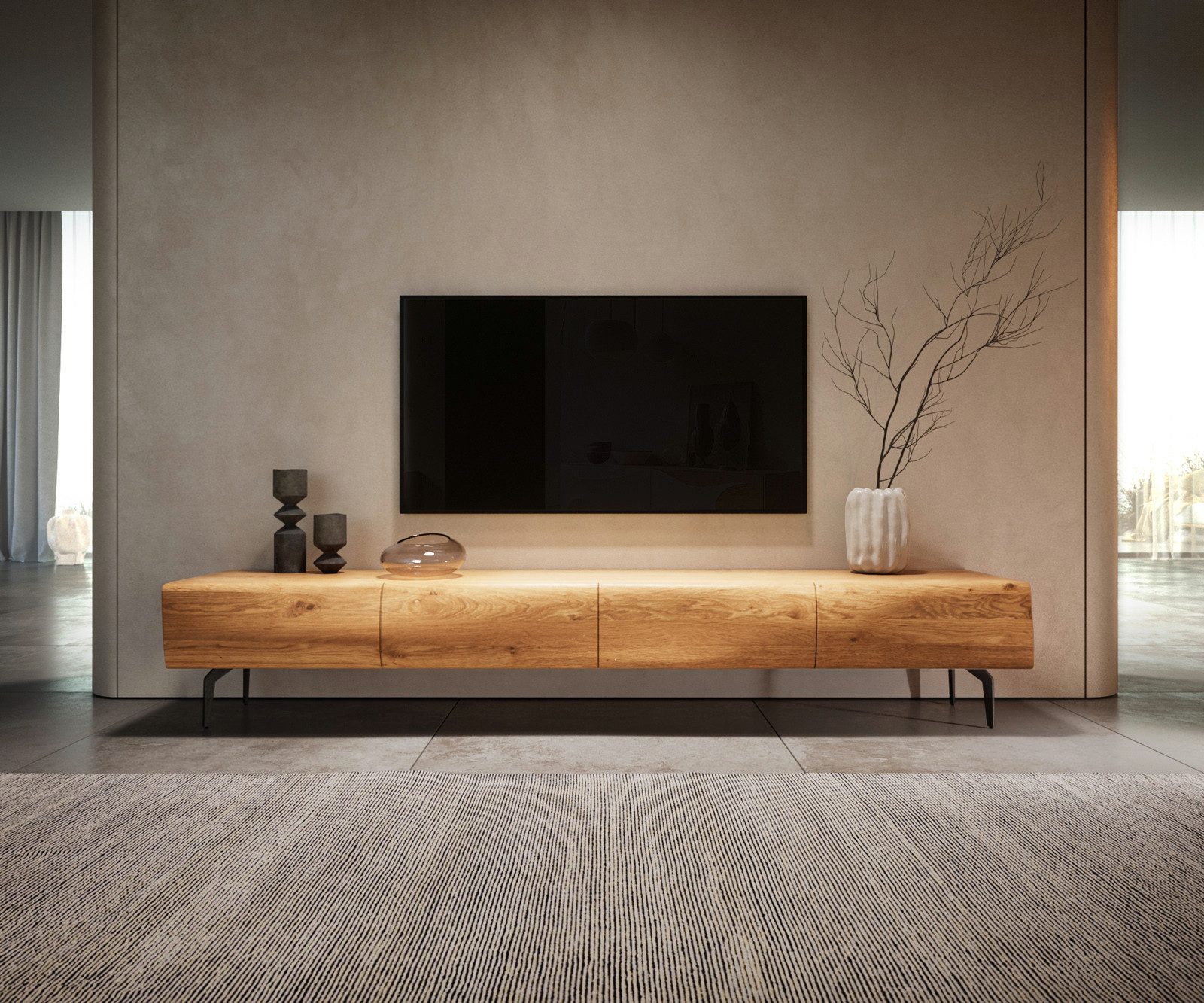 DELIFE Lowboard New, Live-Edge Eiche Natur günstig online kaufen