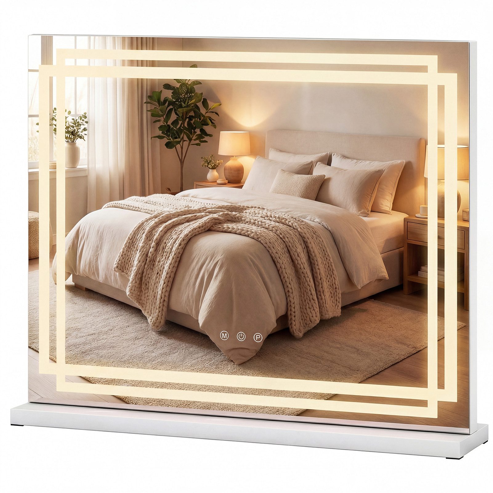 COSTWAY Schminkspiegel (1-St), LED Hollywood Spiegel, mit 3-farbigen dimmbaren Modi, 58x48cm