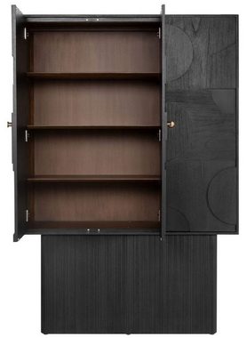 Casa Padrino Stauraumschrank Casa Padrino Luxus Designer Schrank Schwarz 130 x 45 x H. 190 cm - Massivholz Regalschrank mit 3 Türen - Schlafzimmer Schrank - Wohnzimmer Schrank - Büro Schrank - Luxus Möbel