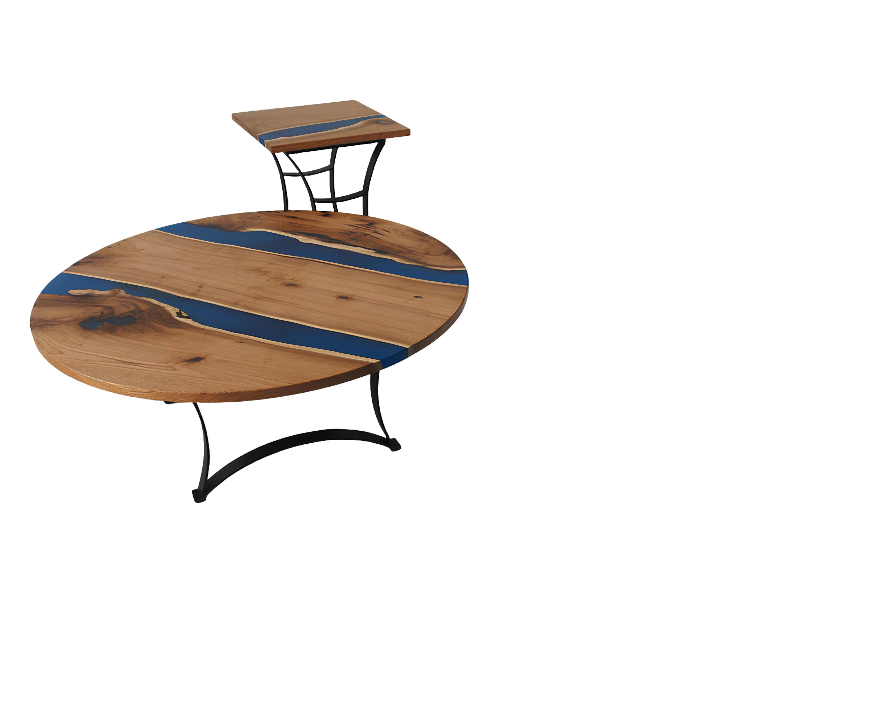 Xlmoebel Couchtisch Maßgefertigter Epoxidharz-Tisch aus echtem Holz mit Flussdesign (Couchtisch), Hergestellt in Europa