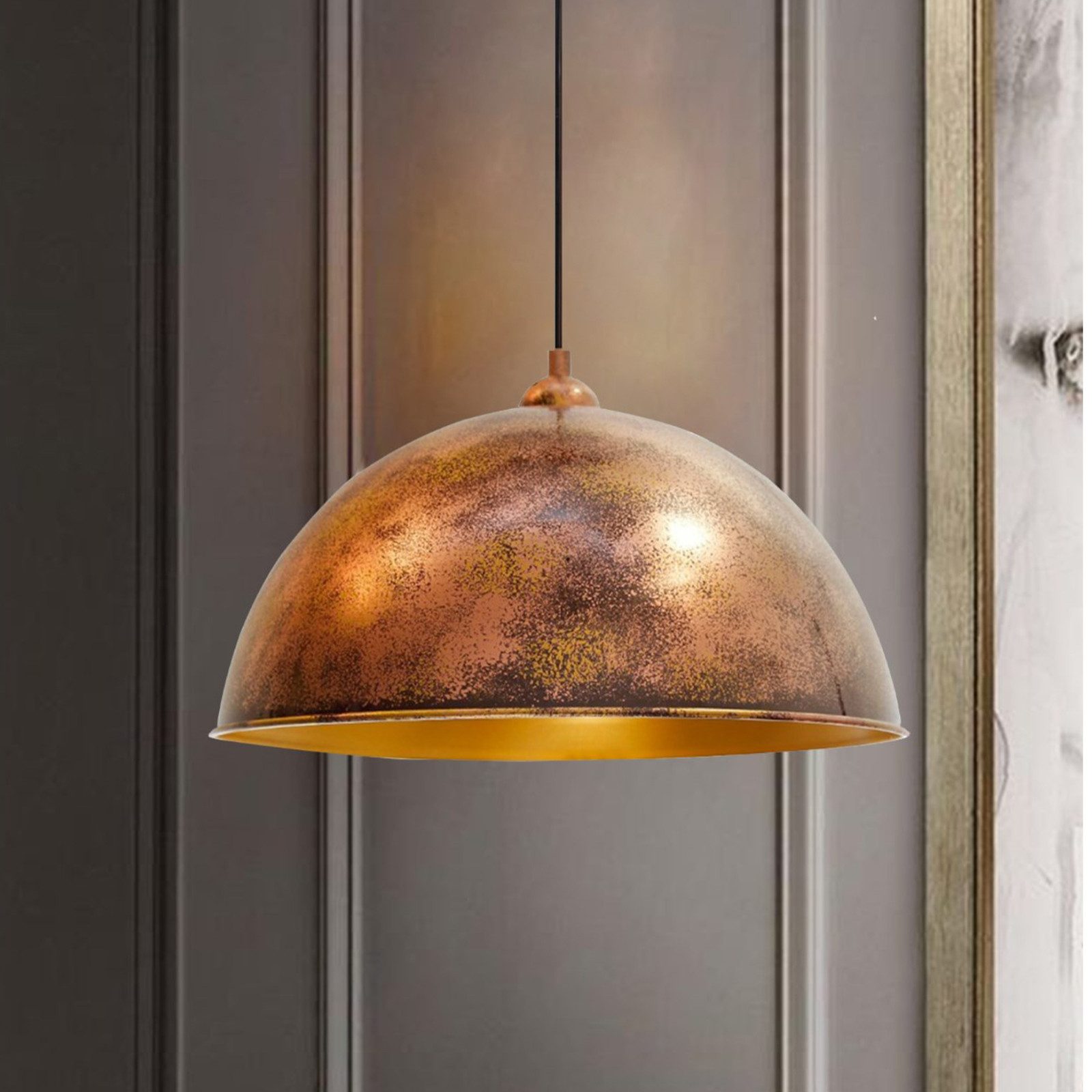Bamyum Pendelleuchte Hängelampe Kupferfarbe, E27, Handgemalt Vintage Industrial Style Lampe, ohne Leuchtmittel