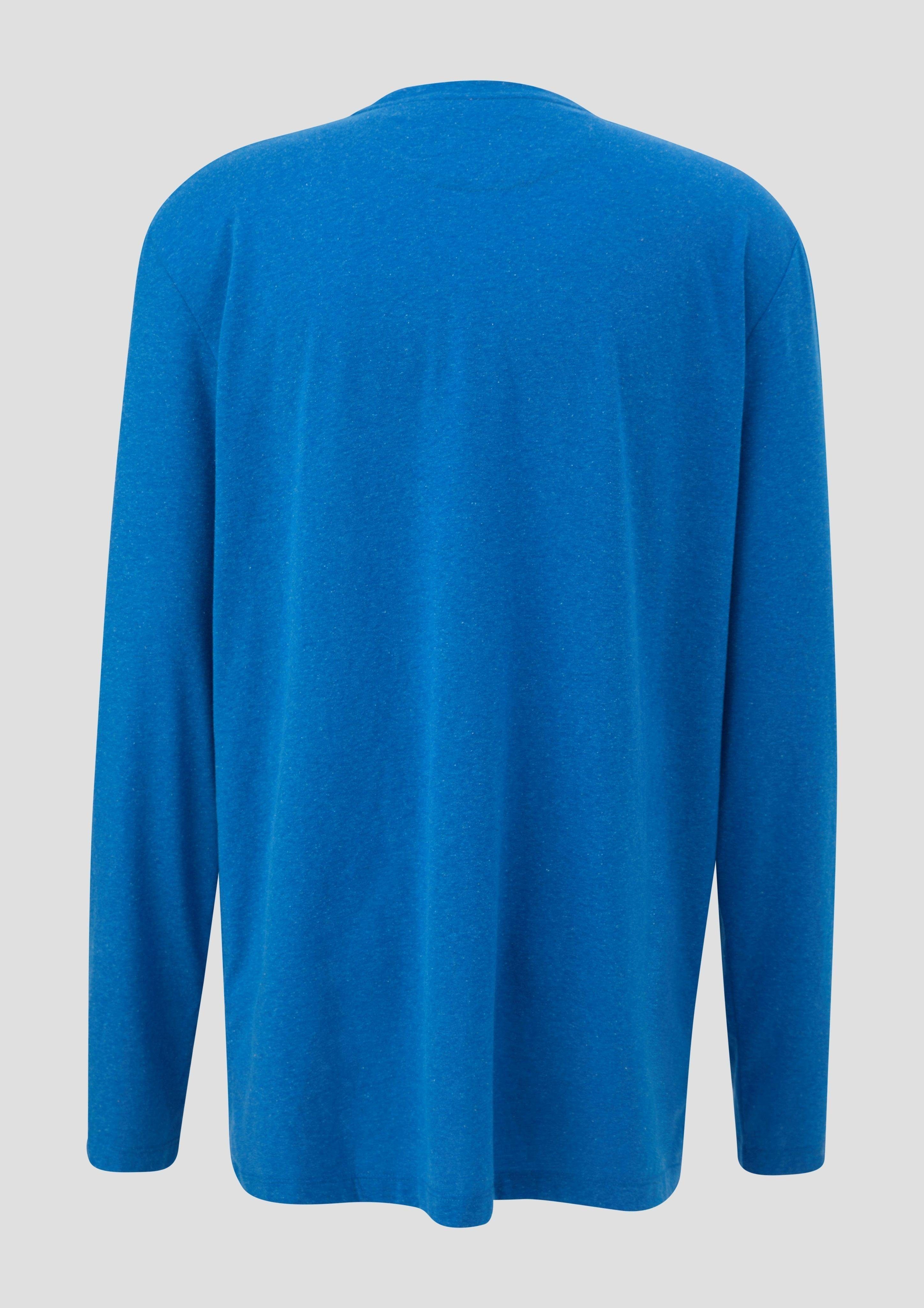 royalblau Langarmshirt Label-Patch Longsleeve mit Rundhalsausschnitt s.Oliver