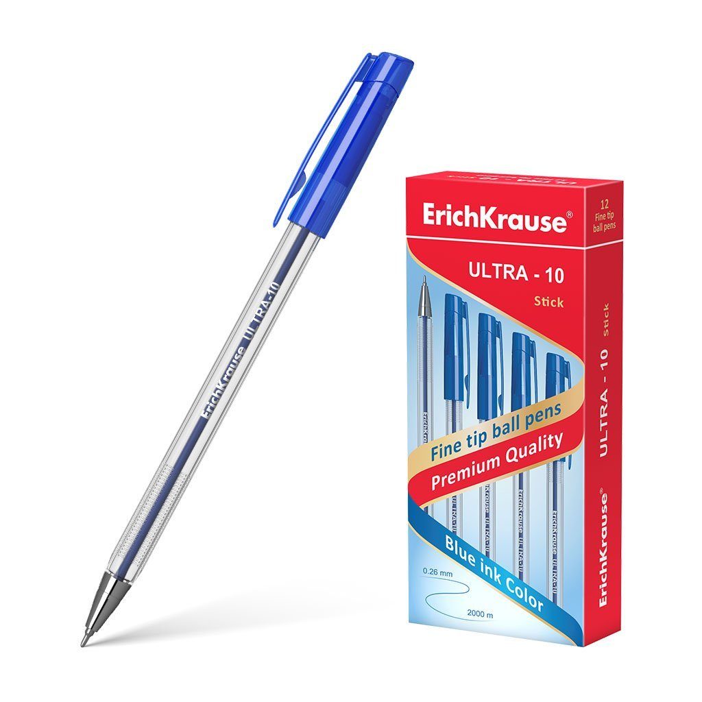 Erich Krause Kugelschreiber, Kugelschreiber Ultra-10 0,26mm 12er Pack Blau