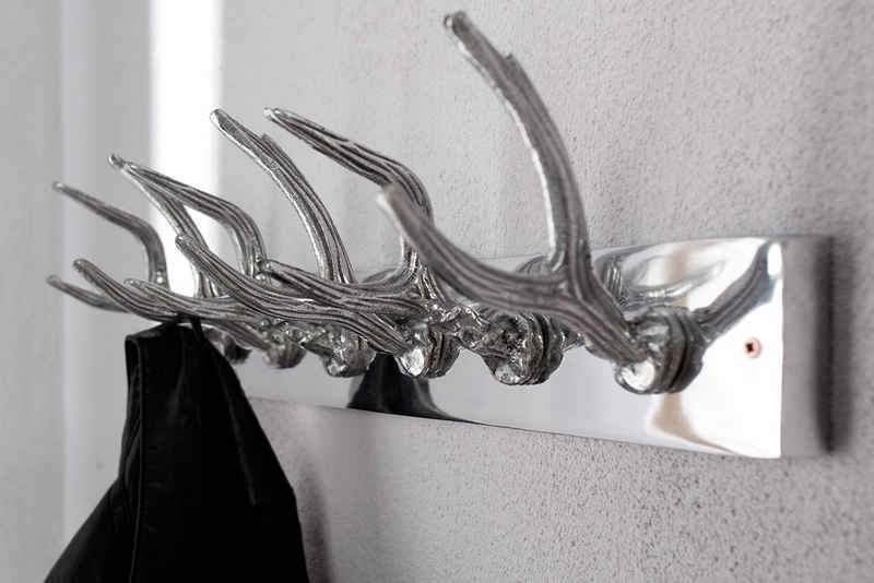 riess-ambiente Wandgarderobe »DEER 50cm silber« (1 St), Metall · Modern Design · Kleiderhaken · Hirschgeweih