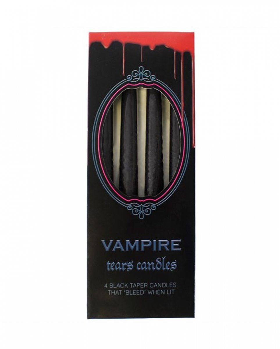 Horror-Shop Kerzenständer Schwarze Spitzkerzen mit Roten Vampir Tränen 4 St günstig online kaufen