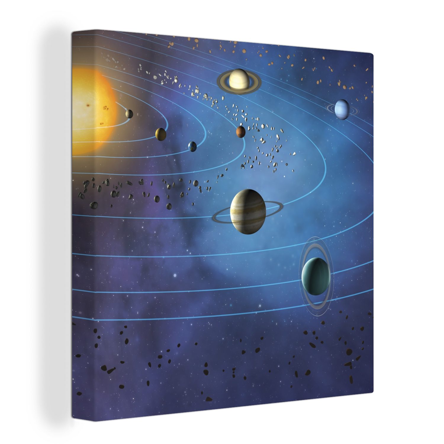OneMillionCanvasses® Leinwandbild Eine Illustration des großen Sonnensystems, (1 St), Leinwand Bilder für Wohnzimmer Schlafzimmer