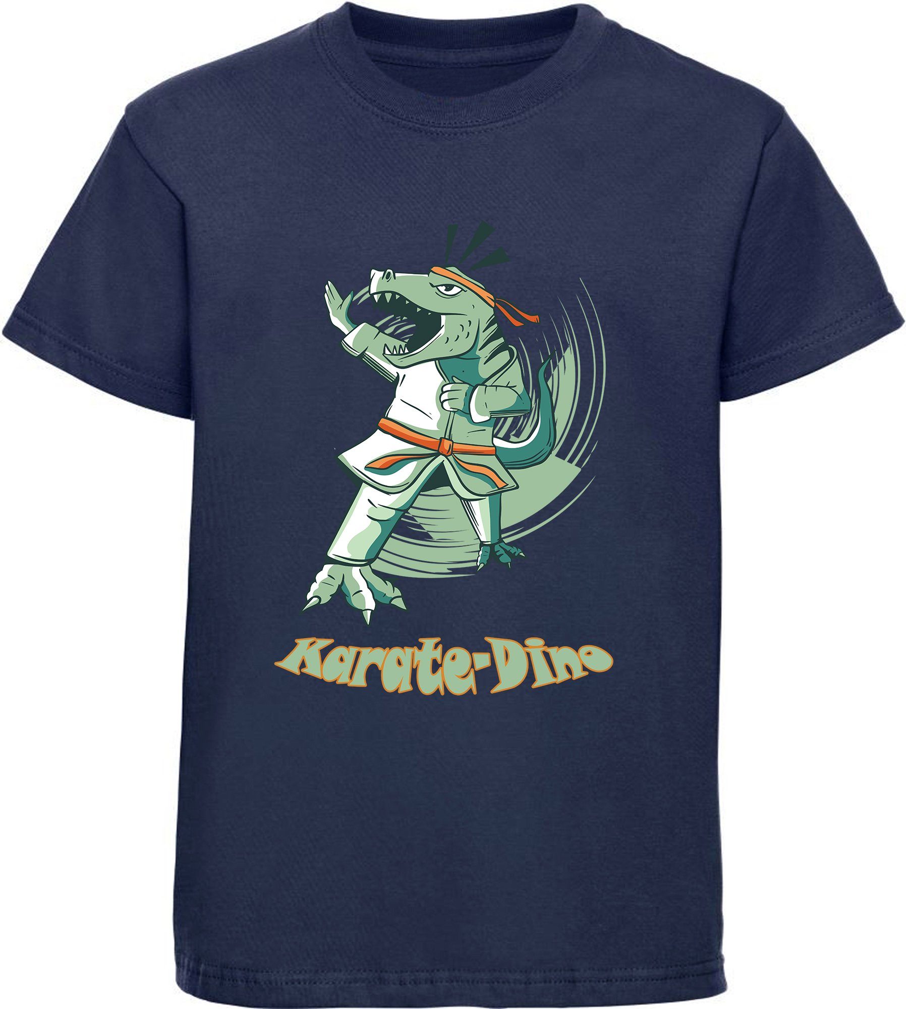 Print-Shirt bedrucktes Kinder T-Shirt mit Karate Dino