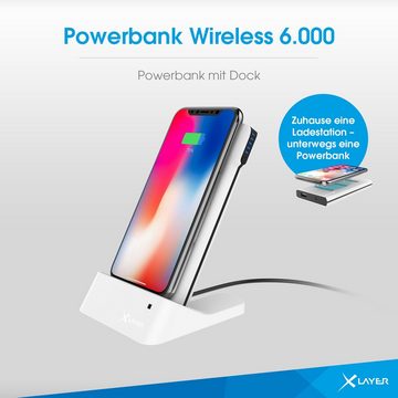 XLAYER Powerbank Wireless Charger with Dock Qi-zertifiziert 6000mAh Powerbank