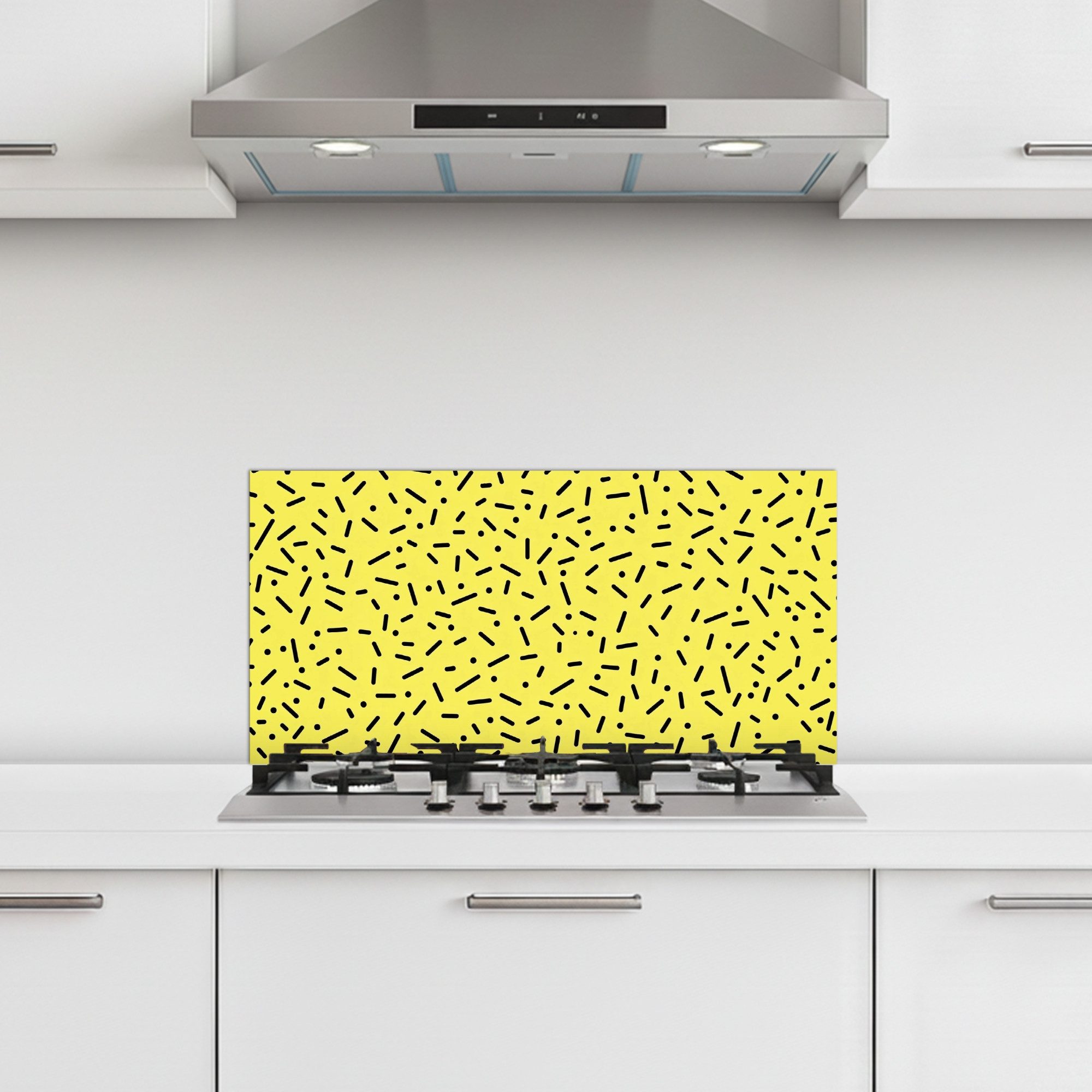 KitchenYeah Küchenrückwand selbstklebend (keine Folie) Spiele - Punkte - Streifen - Gelb, (1-tlg), Küchenrückwand, Spritzschutz, Kitchen, 60x30 cm