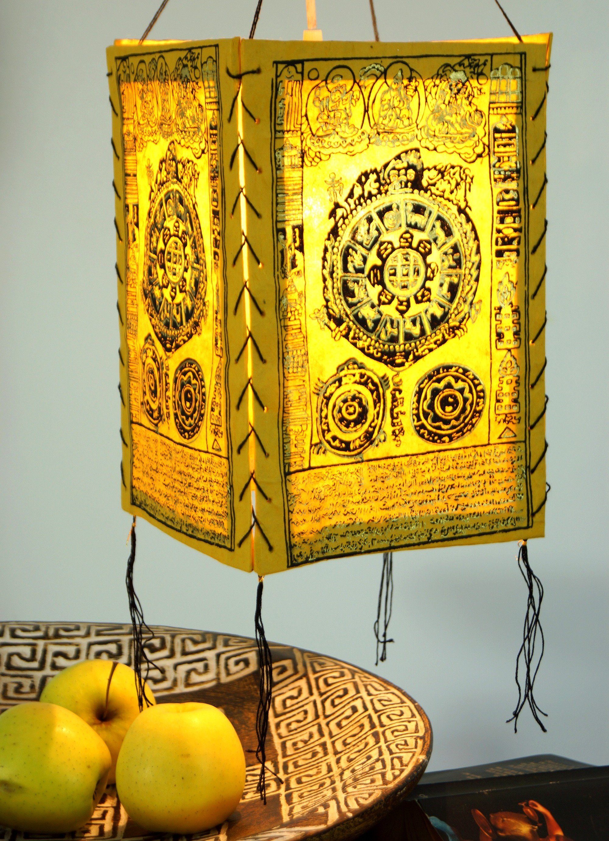 Guru-Shop Deckenleuchten Lokta Papier Hänge Lampenschirm, Deckenleuchte.., Leuchtmittel nicht inklusive Mandala gelb