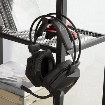 SoBuy Schreibtisch FWT77, mit 2 Ablagen und Kopfhörer Halter Computertisch Arbeitstisch Bürotisch für Homeoffice Tisch Industrie-Design