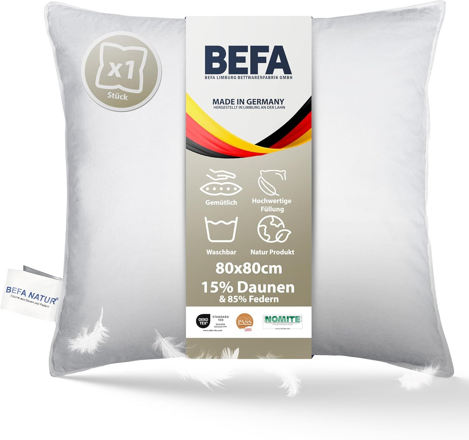 BEFA NATUR Daunenkissen kuscheliges Premium Daunenkopfkissen (mit 15% Daune günstig online kaufen