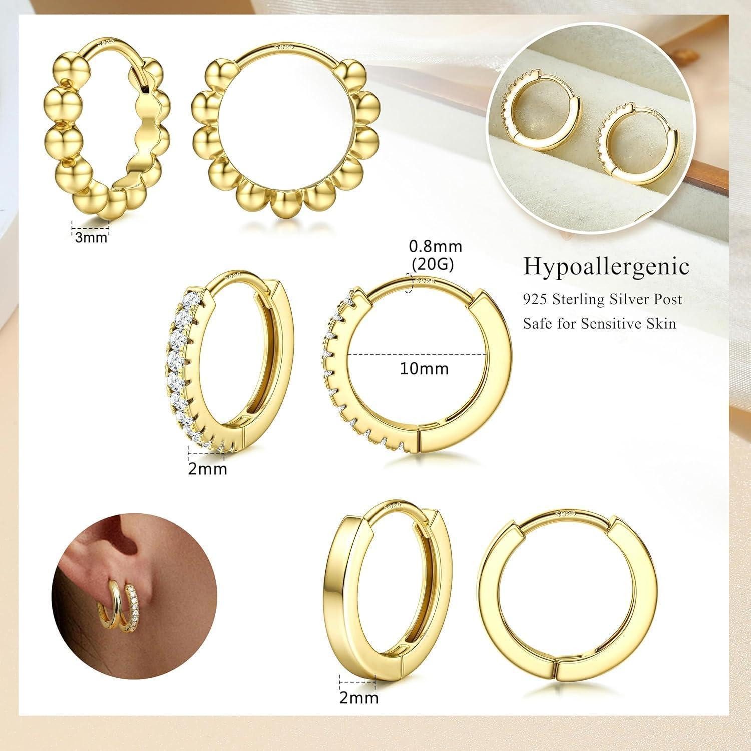 LuxusKollektion Ohrring und Ketten Set 3 Paar Ohrringe Gold Silber 925 Dame günstig online kaufen