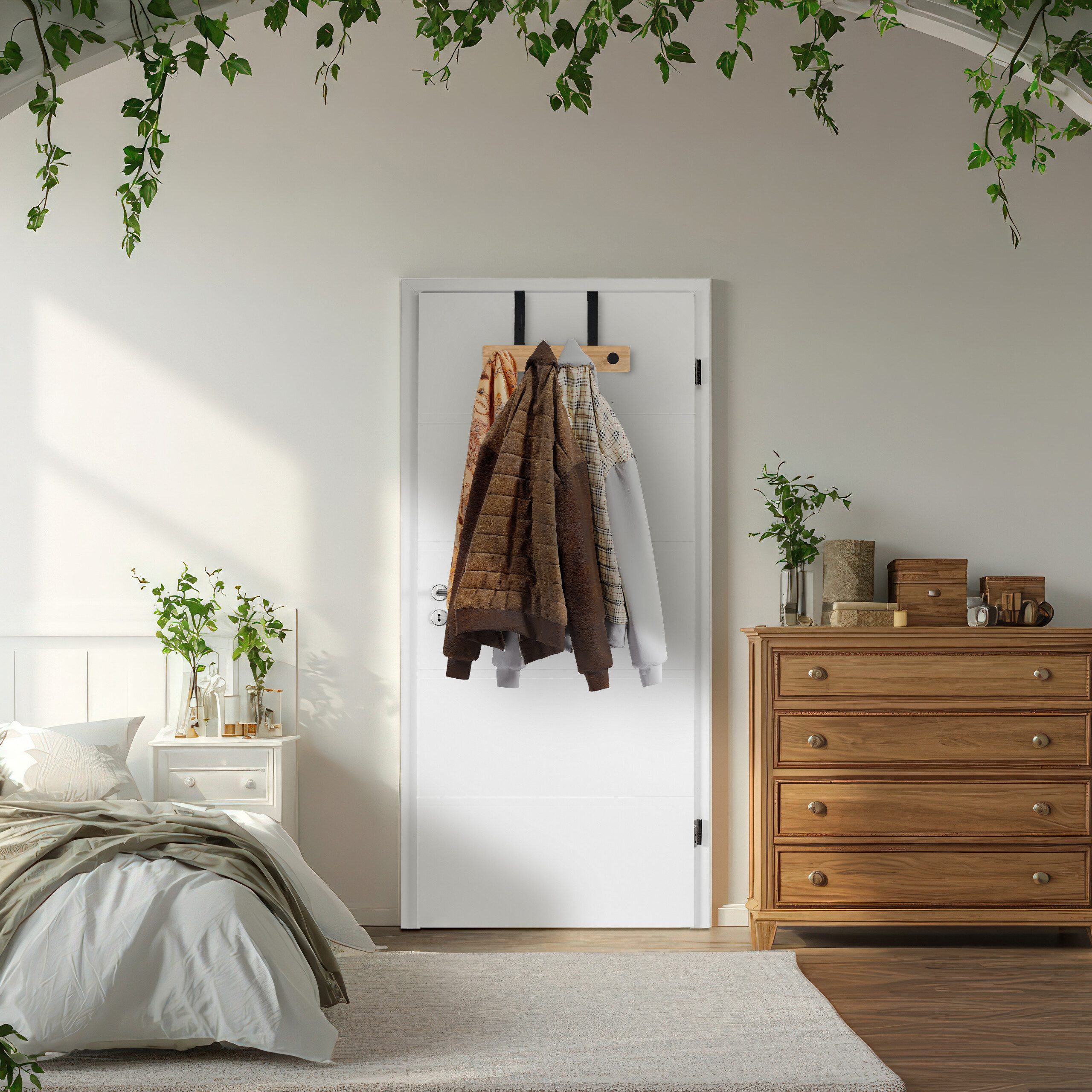 relaxdays Türgarderobe mit 4 Hake, Türen, schwarz