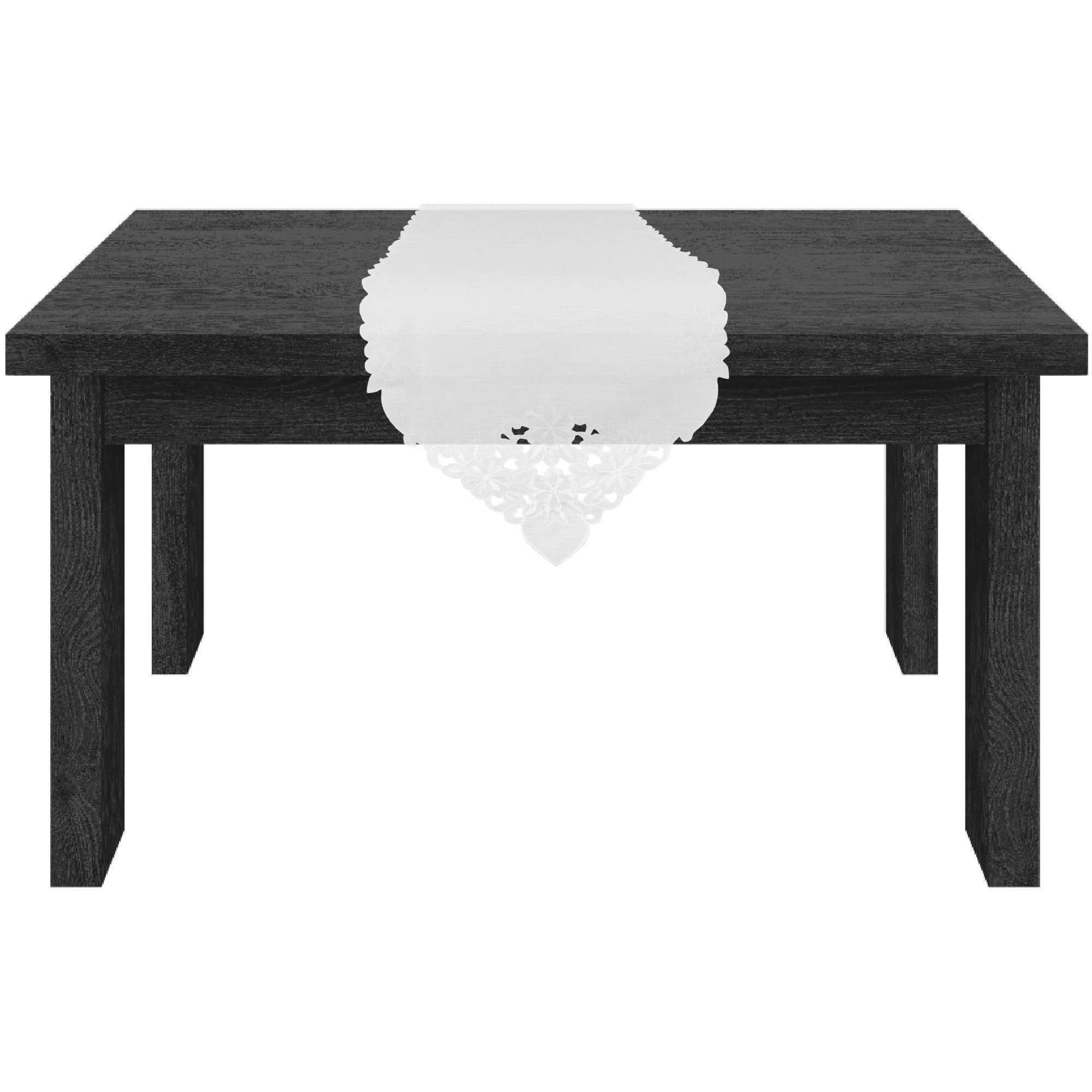 Arsvita Tischläufer bestickt 140x35cm Platzdecke (1-tlg), Tischdecke mit dekorativer Spitze, Tischdekoration