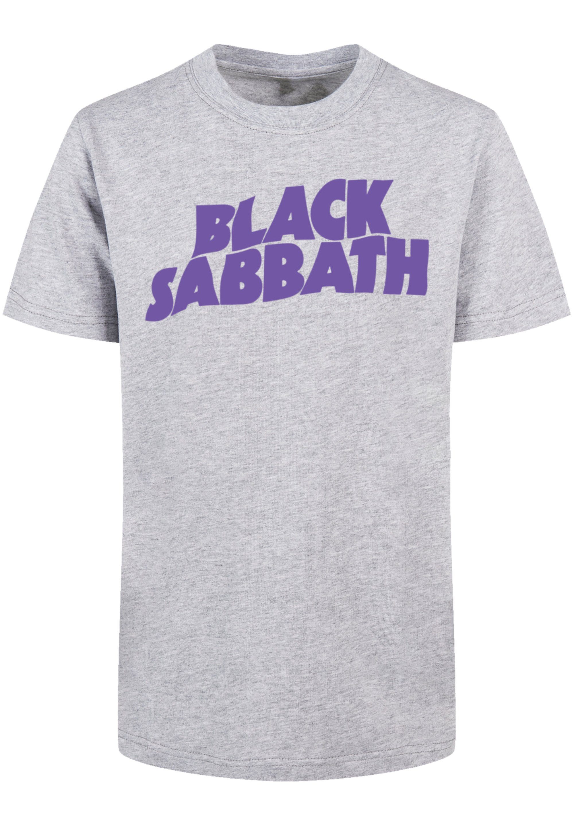 F4NT4STIC T-Shirt Black Sabbath Wavy Logo Black Print heathergrey