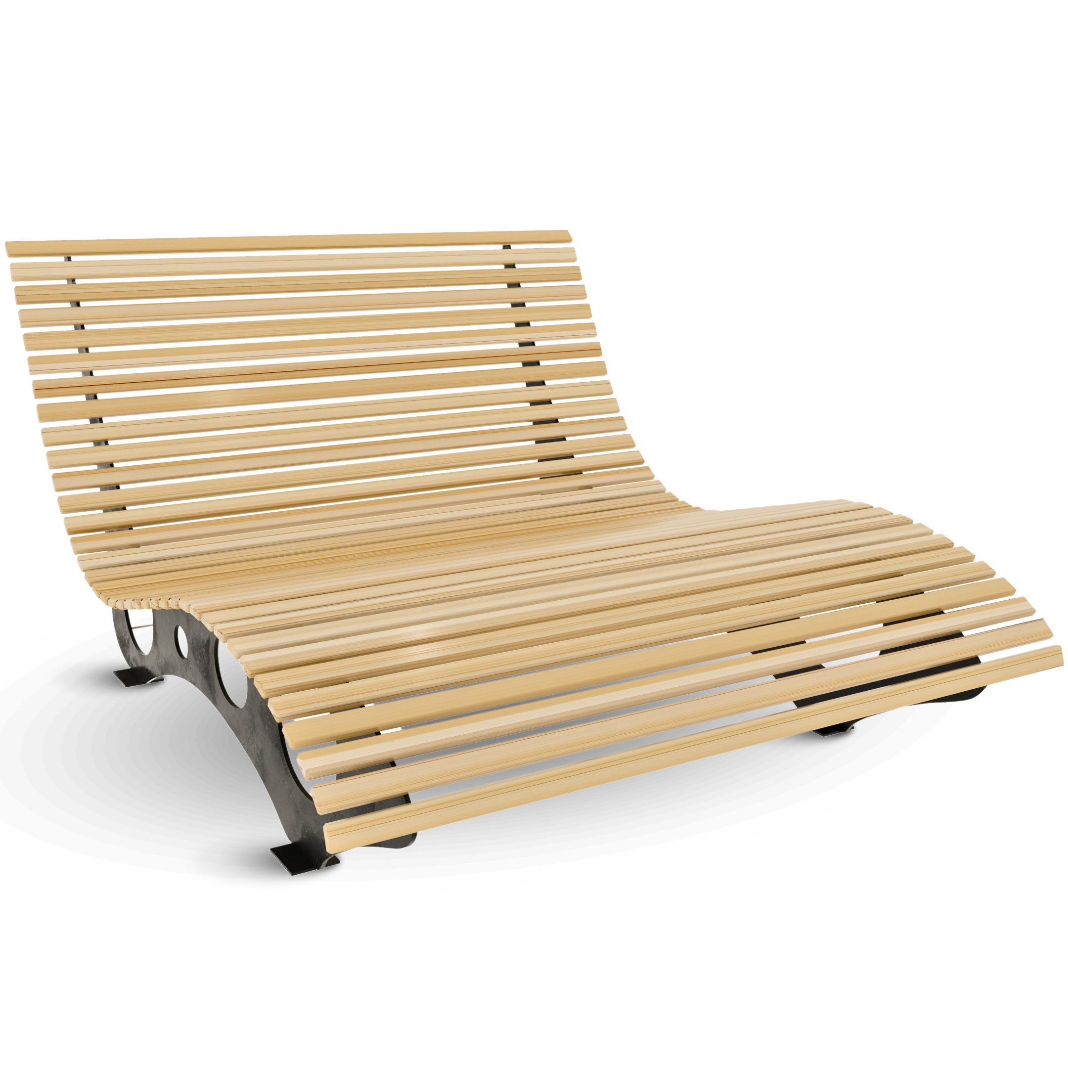 holz4home® Doppelliege Waldliege aus Holz I Wellenholzliege Holzliege Sonnenliege Waldsofa, Parkliege für 2-3 Personen