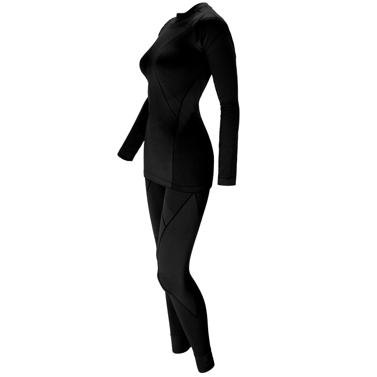 Black Snake Seamless Shirt Damen Thermounterwäsche Set Seamless Funktionsunterwäsche (Funktionswäsche-Set, Langarmshirt und Thermohose für Damen) Nahtloses Thermounterwäsche Set mit Kompressionszonen